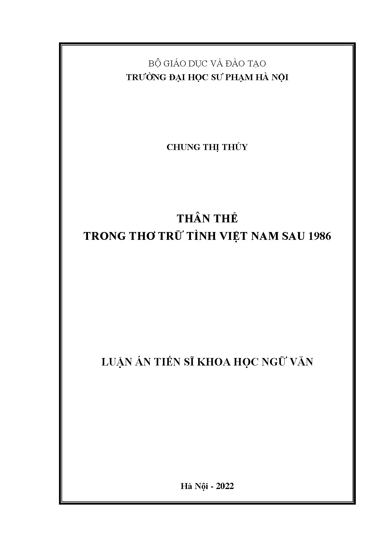 Thân thể trong thơ trữ tình Việt Nam sau 1986