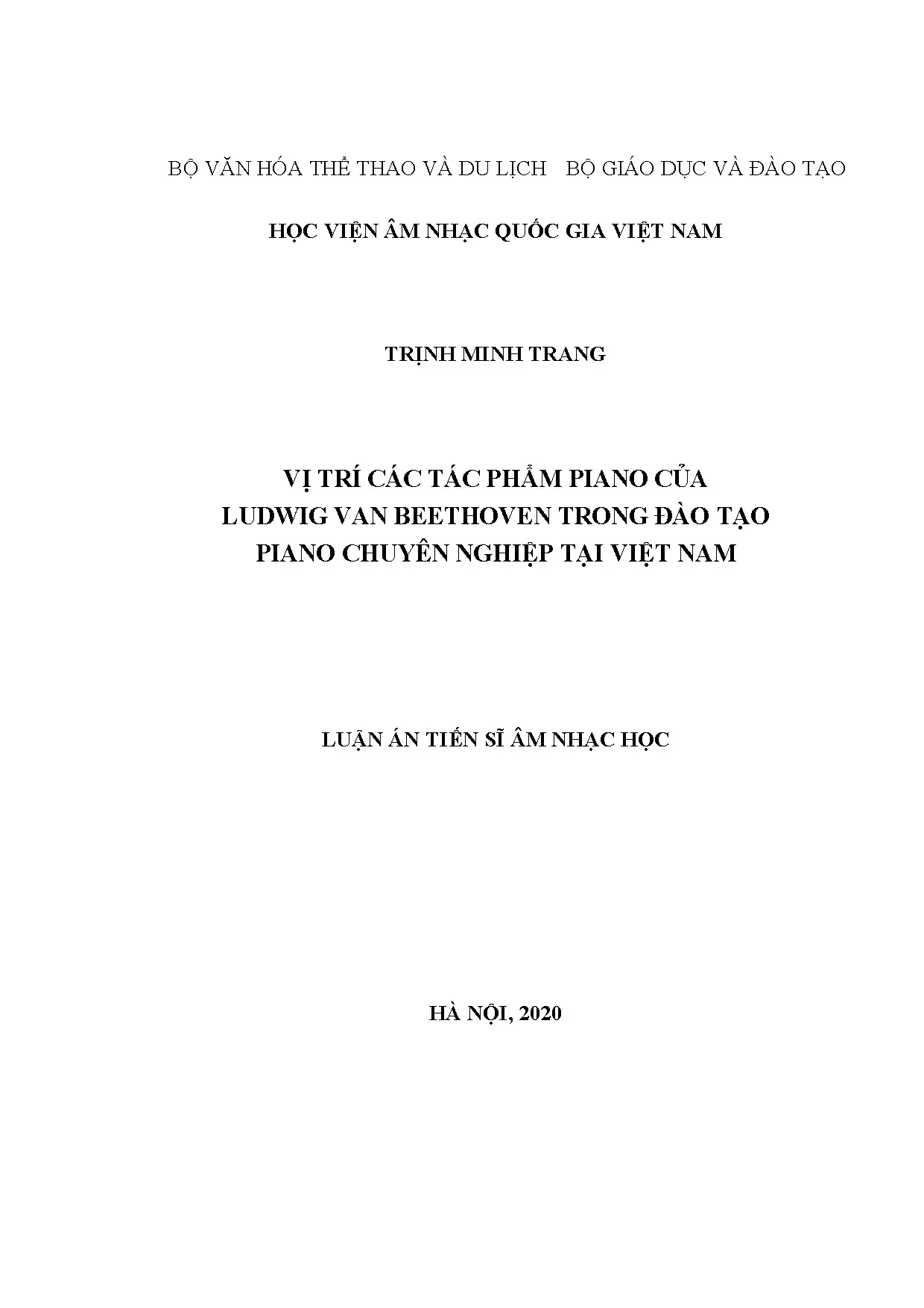 Tác phẩm piano Beethoven trong đào tạo chuyên nghiệp Việt Nam