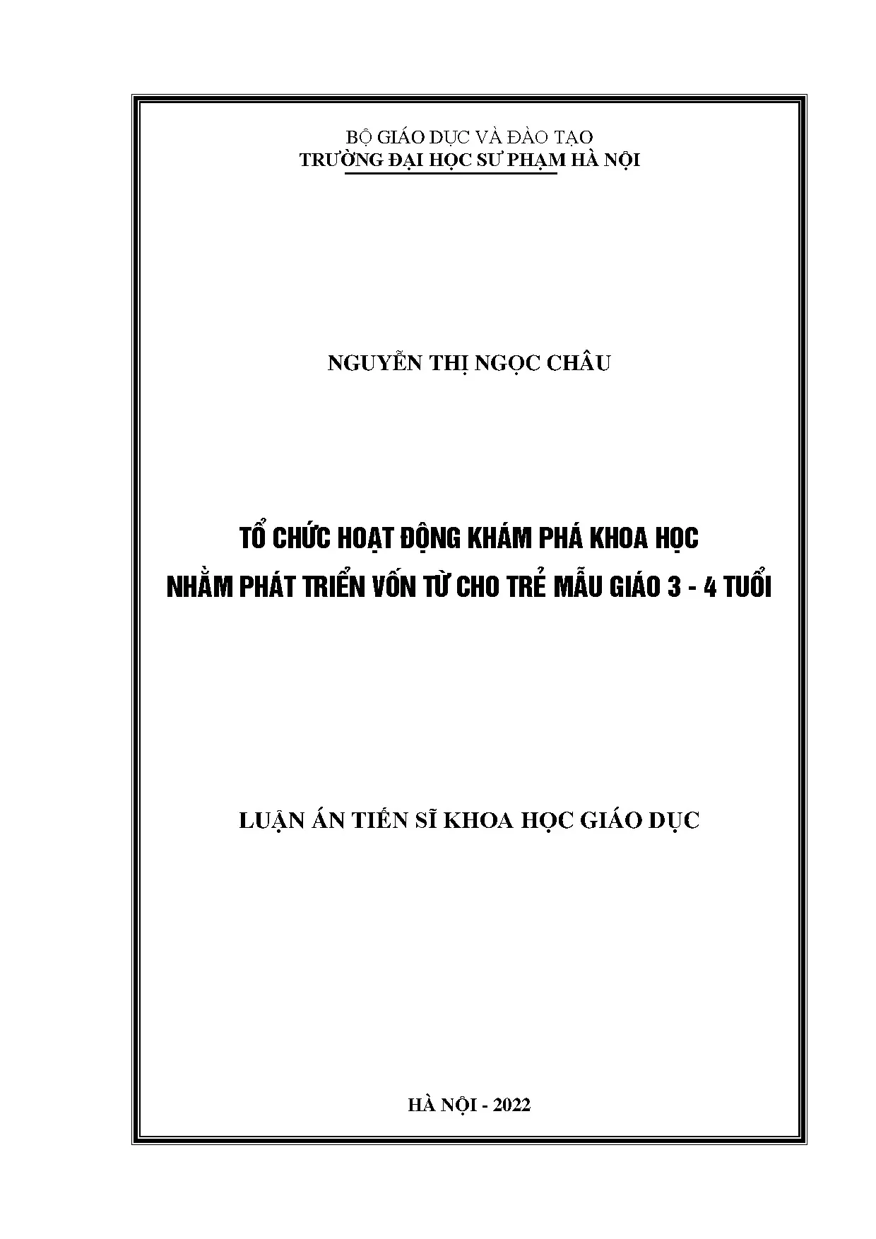 Tổ chức hoạt động khám phá khoa học phát triển vốn từ trẻ 3-4 tuổi