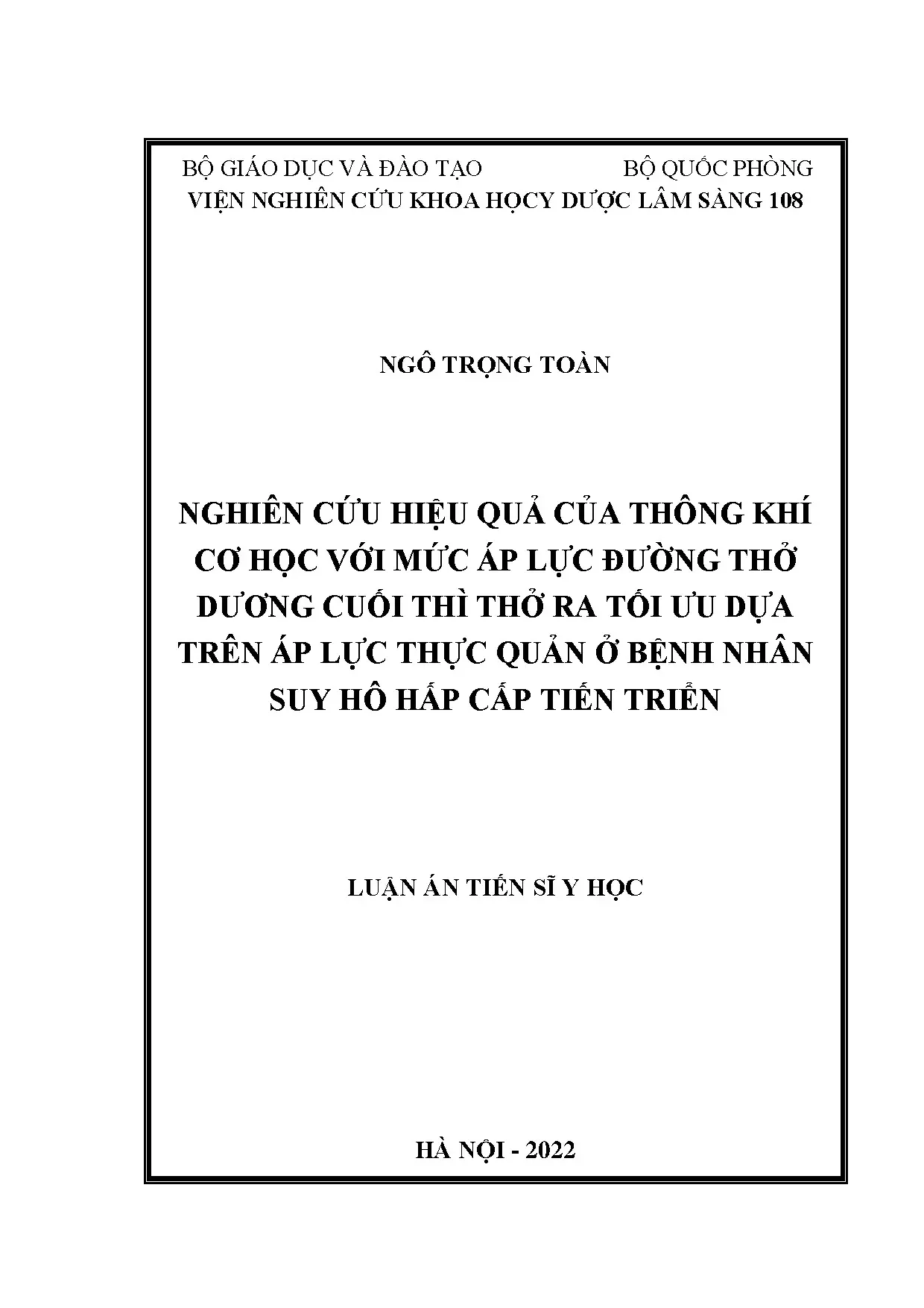 Thông khí cơ học tối ưu dựa trên áp lực thực quản ARDS