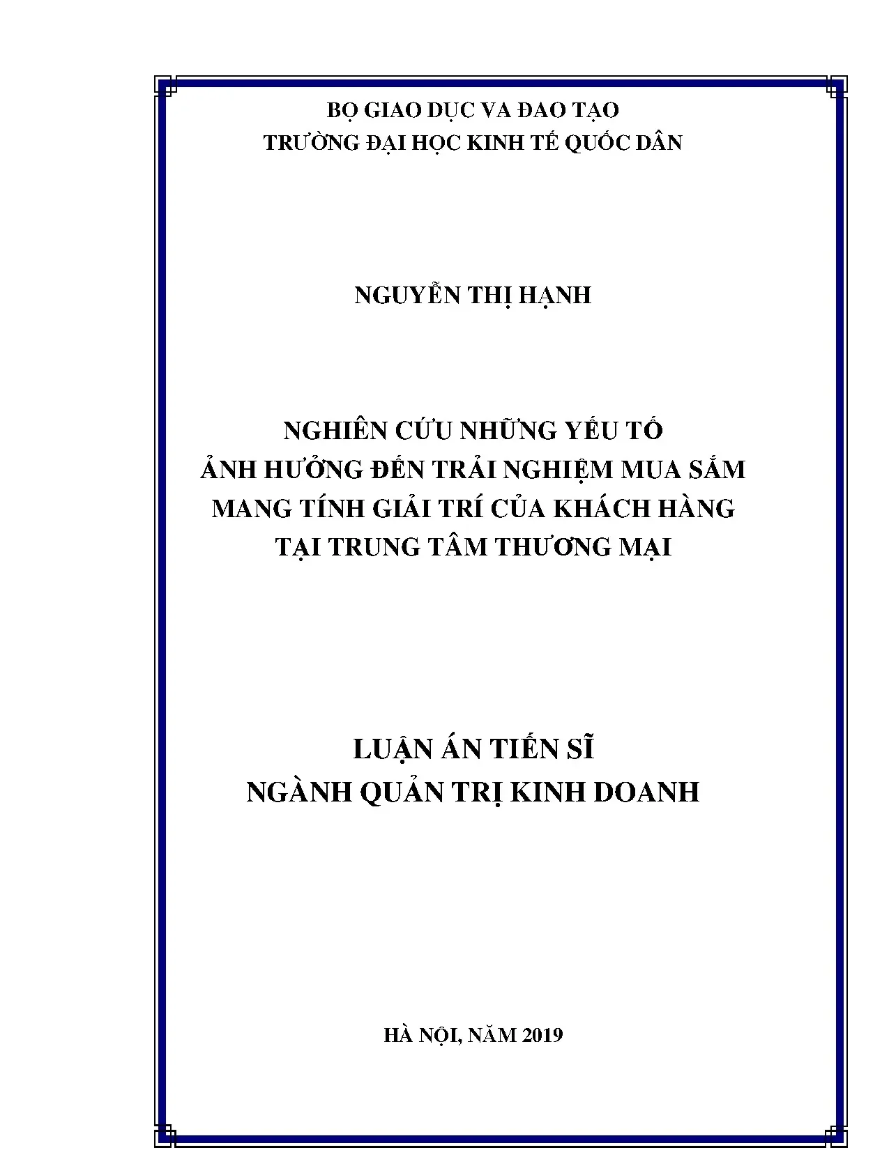 Yếu tố ảnh hưởng trải nghiệm mua sắm giải trí khách hàng TTTM