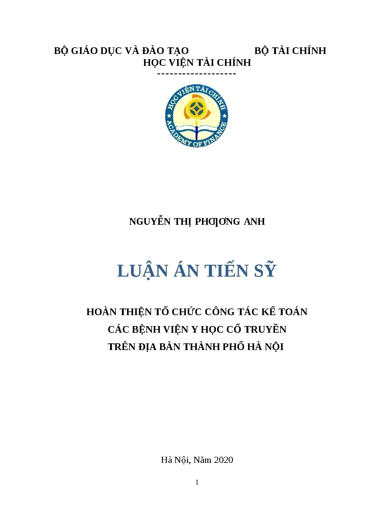 Hoàn thiện tổ chức kế toán bệnh viện Y học cổ truyền Hà Nội