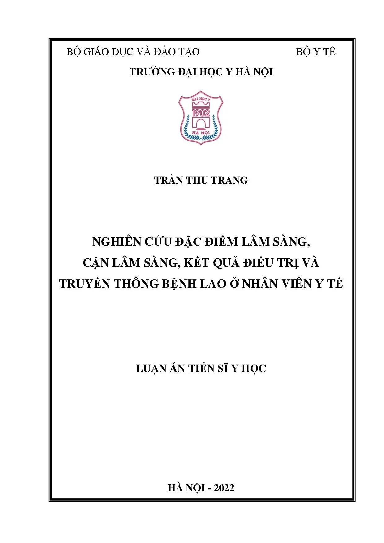 Đặc điểm lâm sàng, cận lâm sàng, kết quả điều trị lao ở NVYT