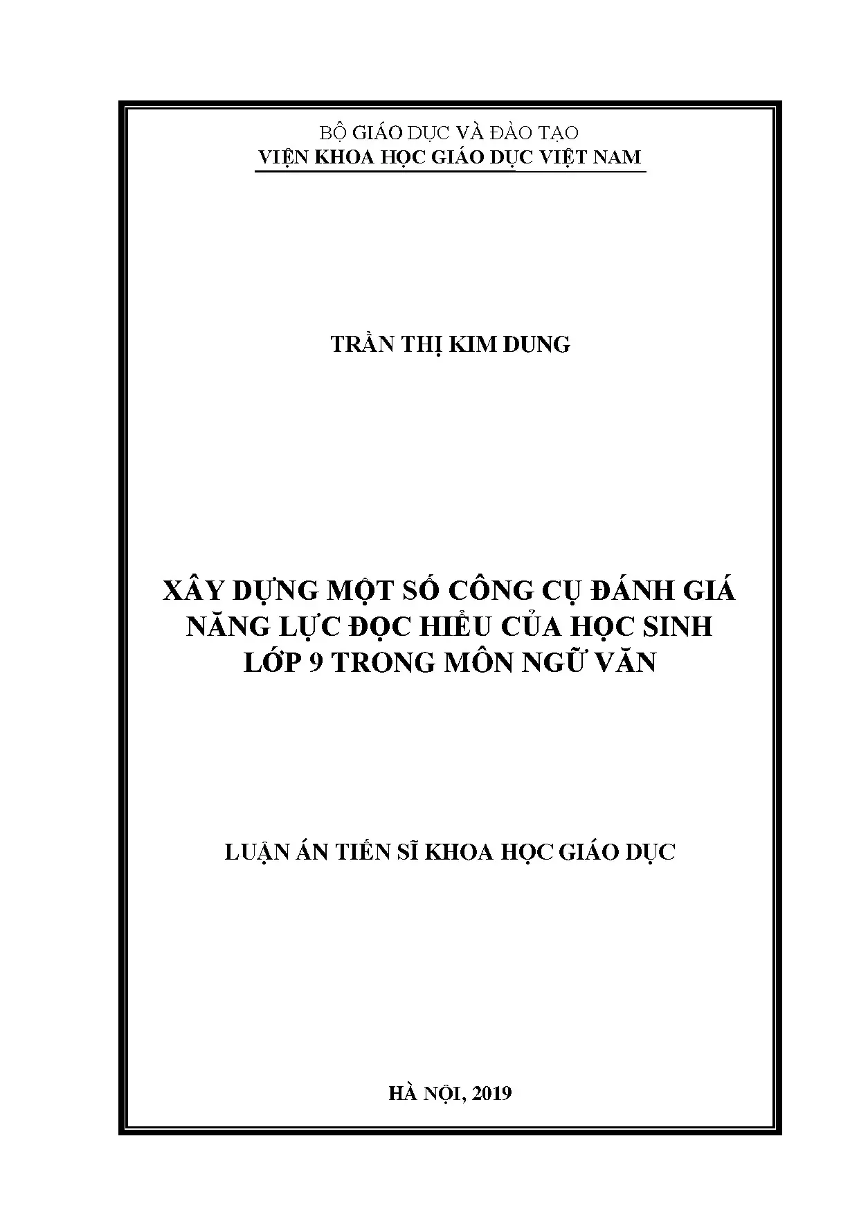 Công cụ đánh giá năng lực đọc hiểu Ngữ văn học sinh lớp 9