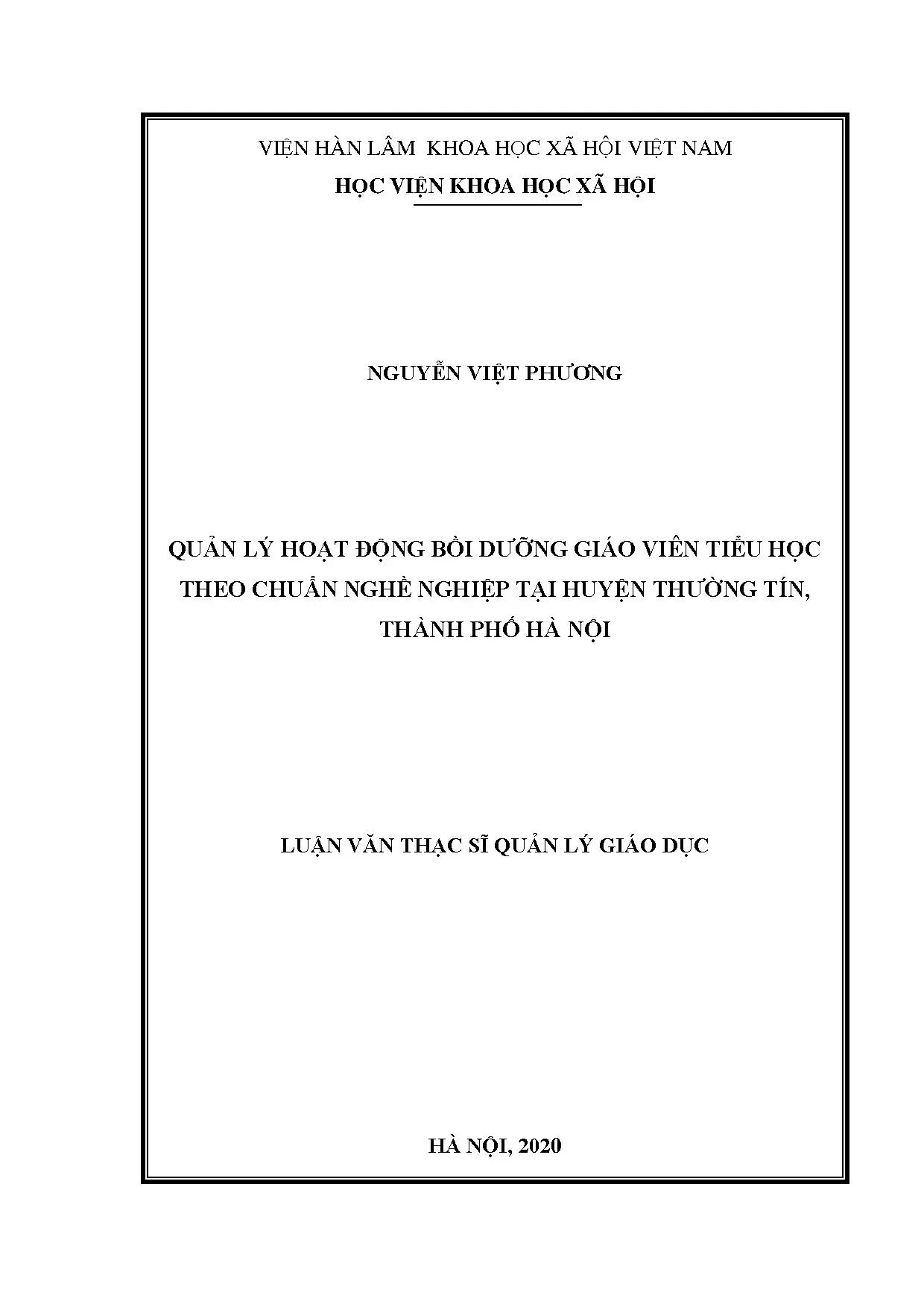 Quản lý bồi dưỡng giáo viên tiểu học theo chuẩn nghề nghiệp Thường Tín