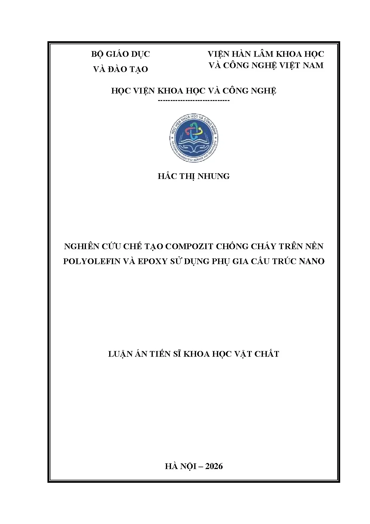Nghiên cứu chế tạo compozit chống cháy trên nền polyolefin và epoxy