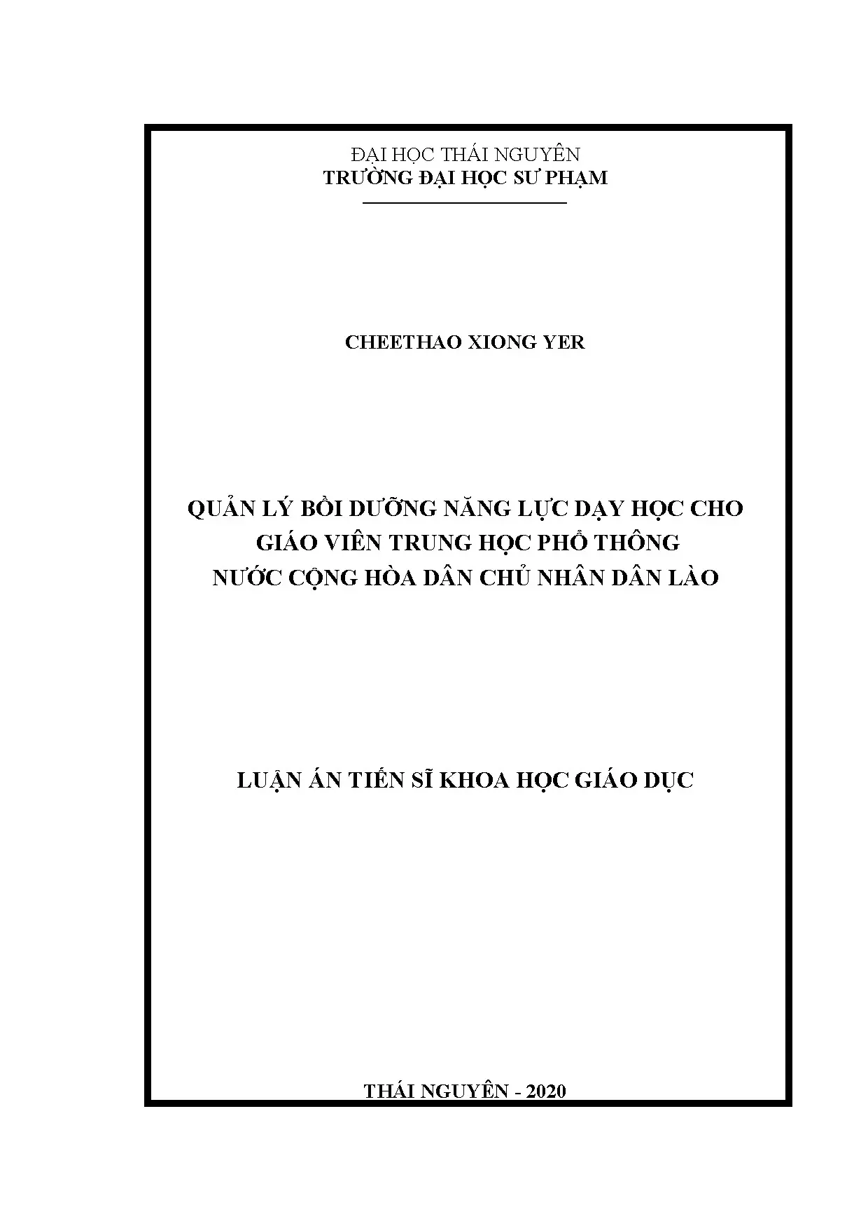 Luận án tiến sĩ quản lý bồi dưỡng năng lực dạy học giáo viên THPT Lào