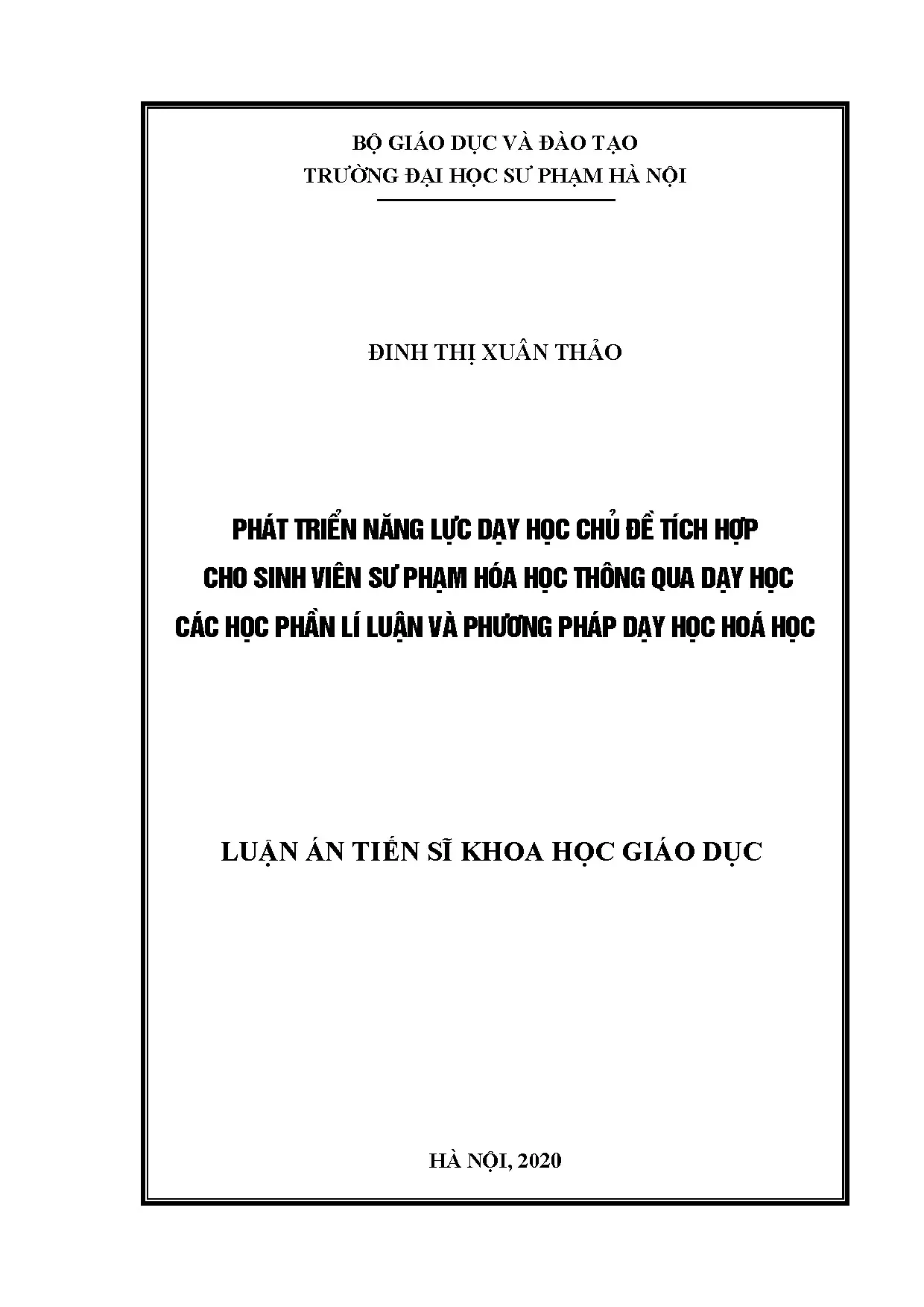 Phát triển năng lực dạy học chủ đề tích hợp cho sinh viên sư phạm hóa học