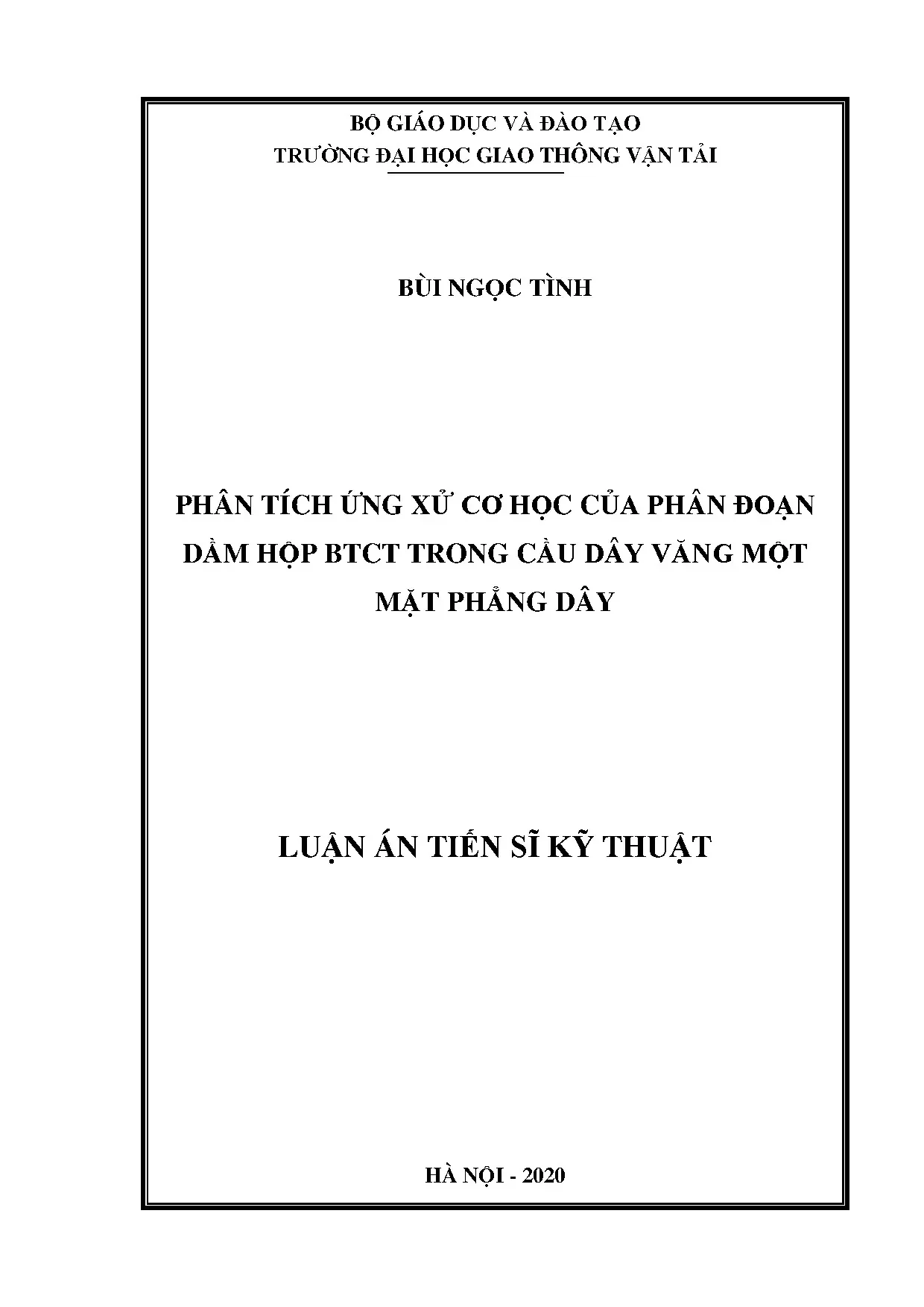 Phân tích ứng xử cơ học dầm hộp BTCT cầu dây văng một mặt phẳng dây