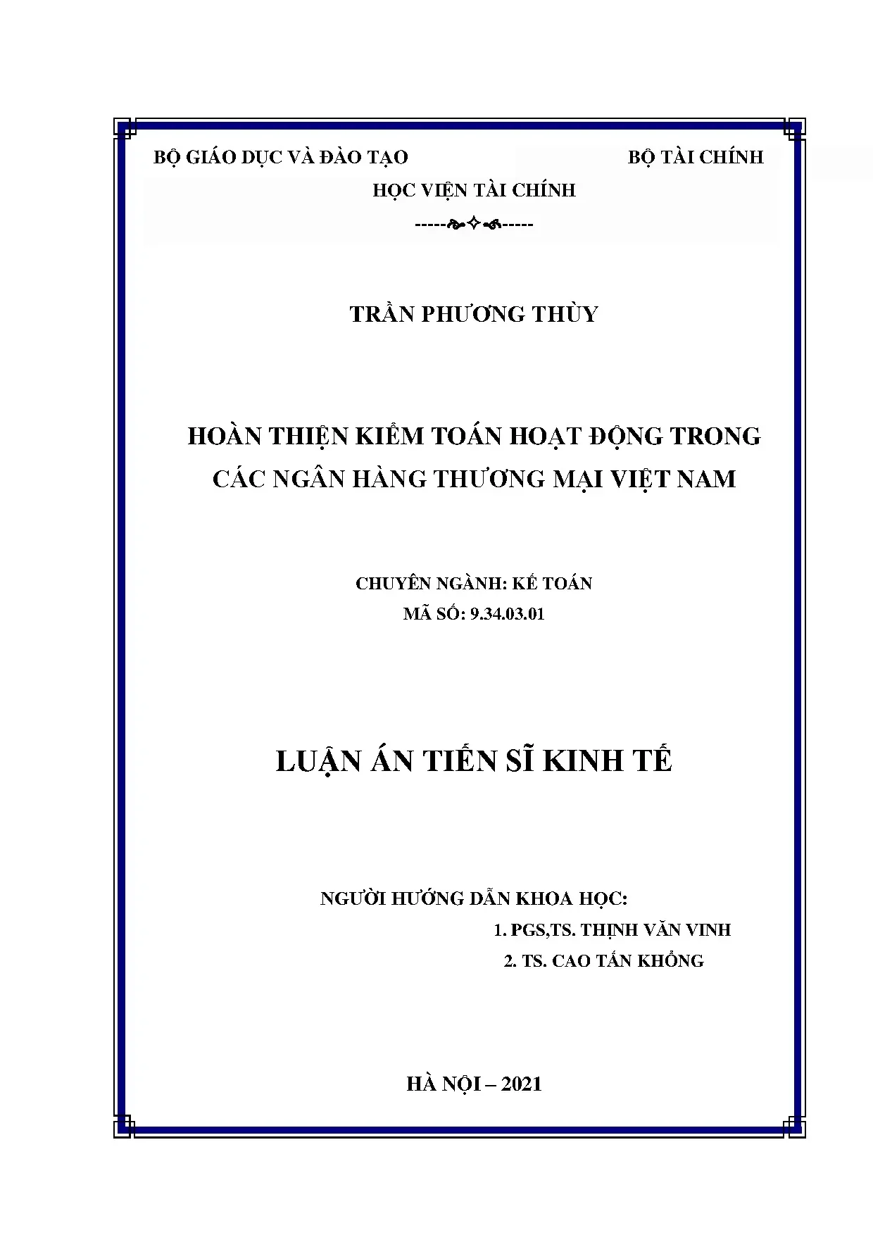 Hoàn thiện kiểm toán hoạt động trong ngân hàng thương mại Việt Nam