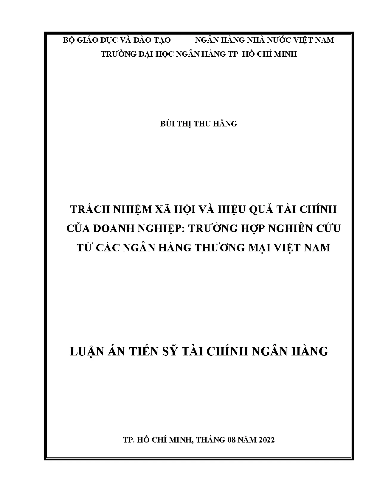 Trách nhiệm xã hội tác động hiệu quả tài chính ngân hàng Việt Nam