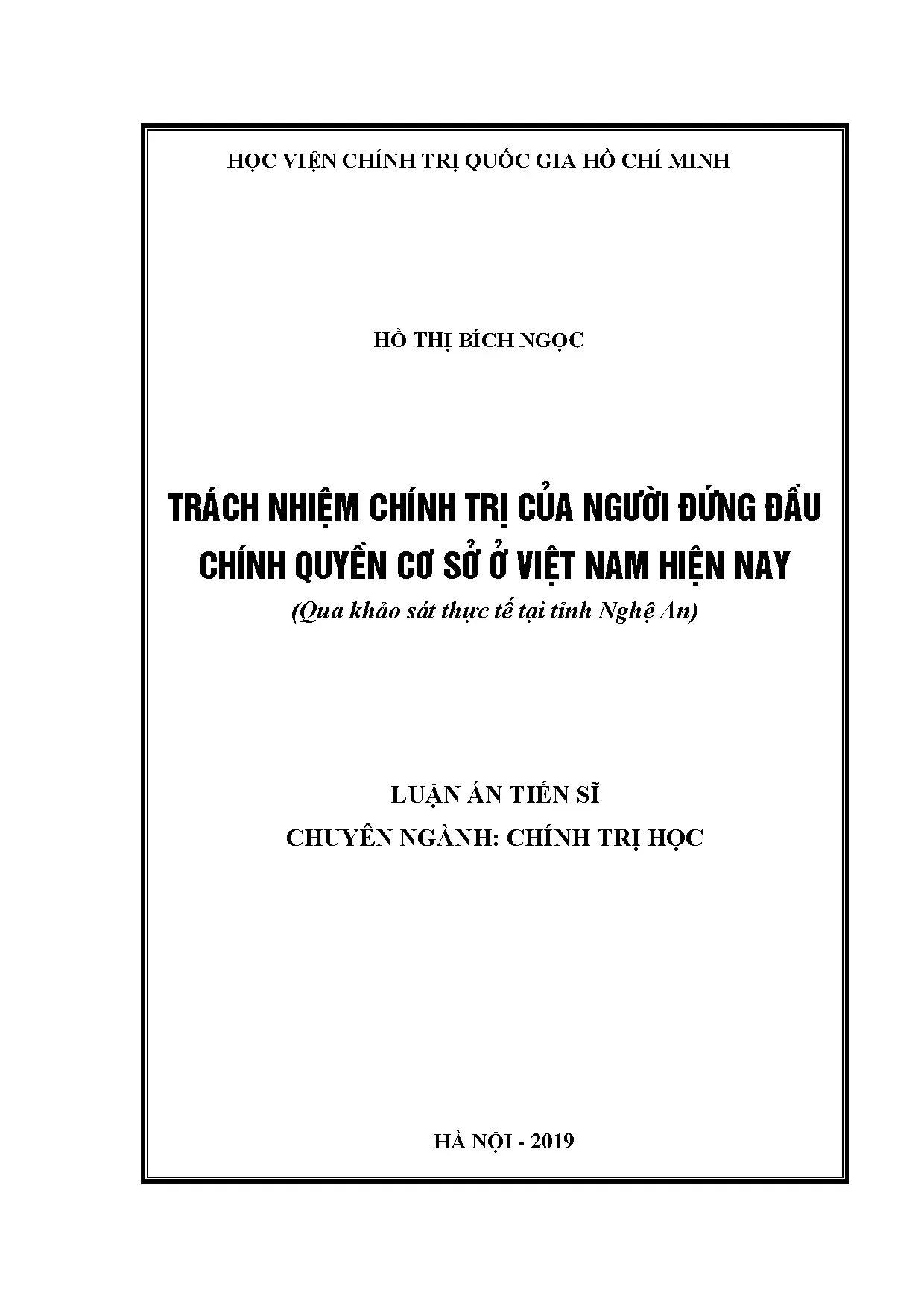 Trách nhiệm chính trị người đứng đầu chính quyền ở Việt Nam