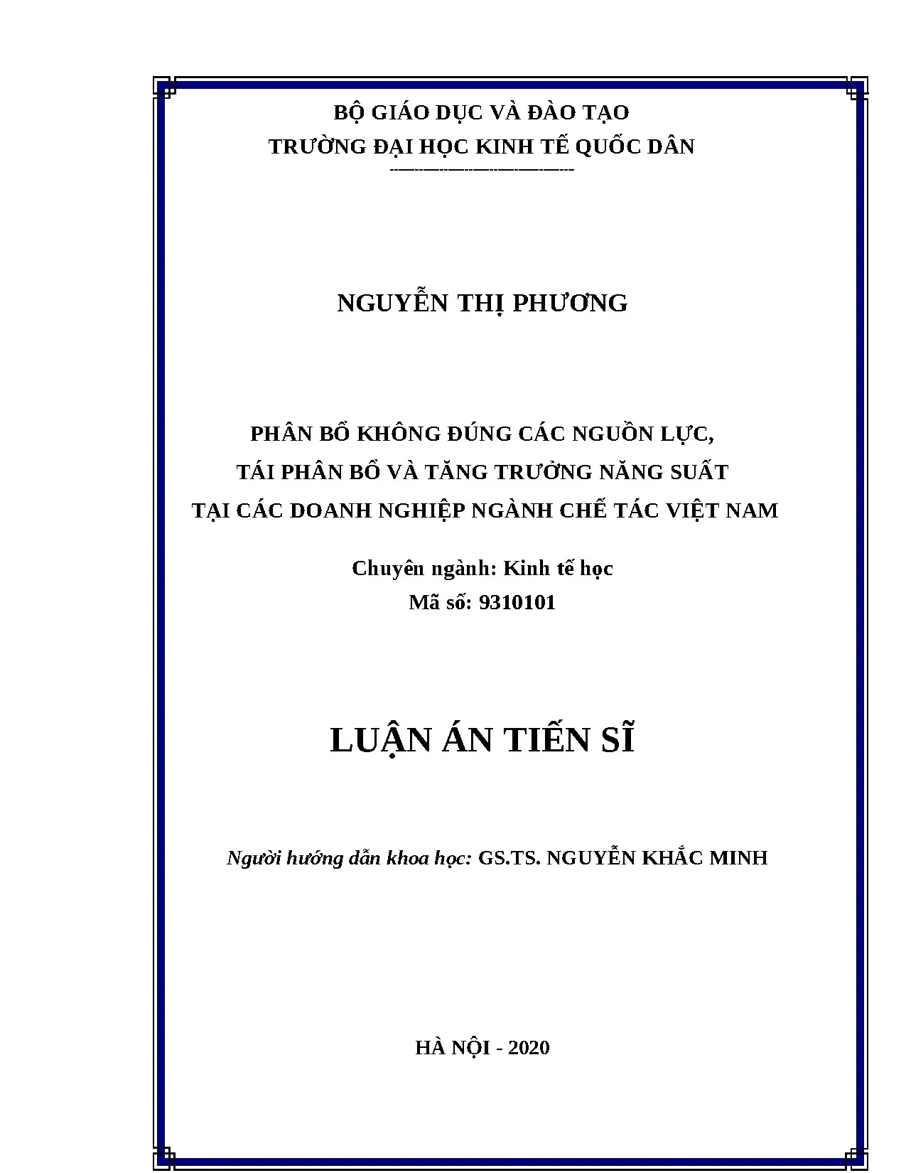 Phân bổ sai & Tái phân bổ Nguồn lực Tăng trưởng Năng suất Việt Nam