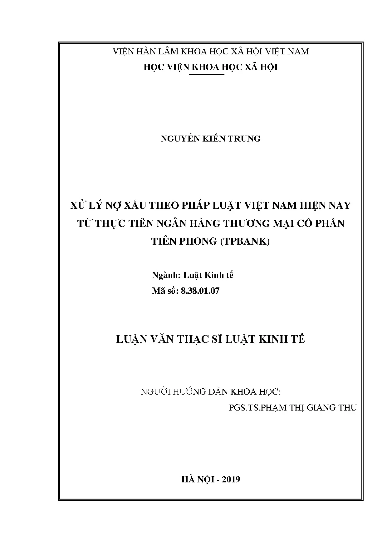 Xử lý nợ xấu theo pháp luật Việt Nam từ thực tiễn TPBank