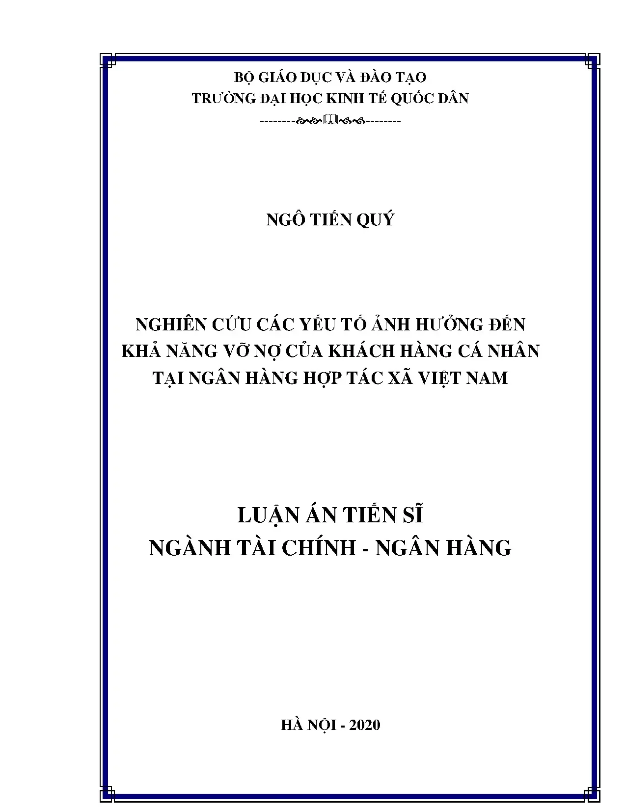 Yếu tố ảnh hưởng vỡ nợ khách hàng cá nhân ngân hàng HTX