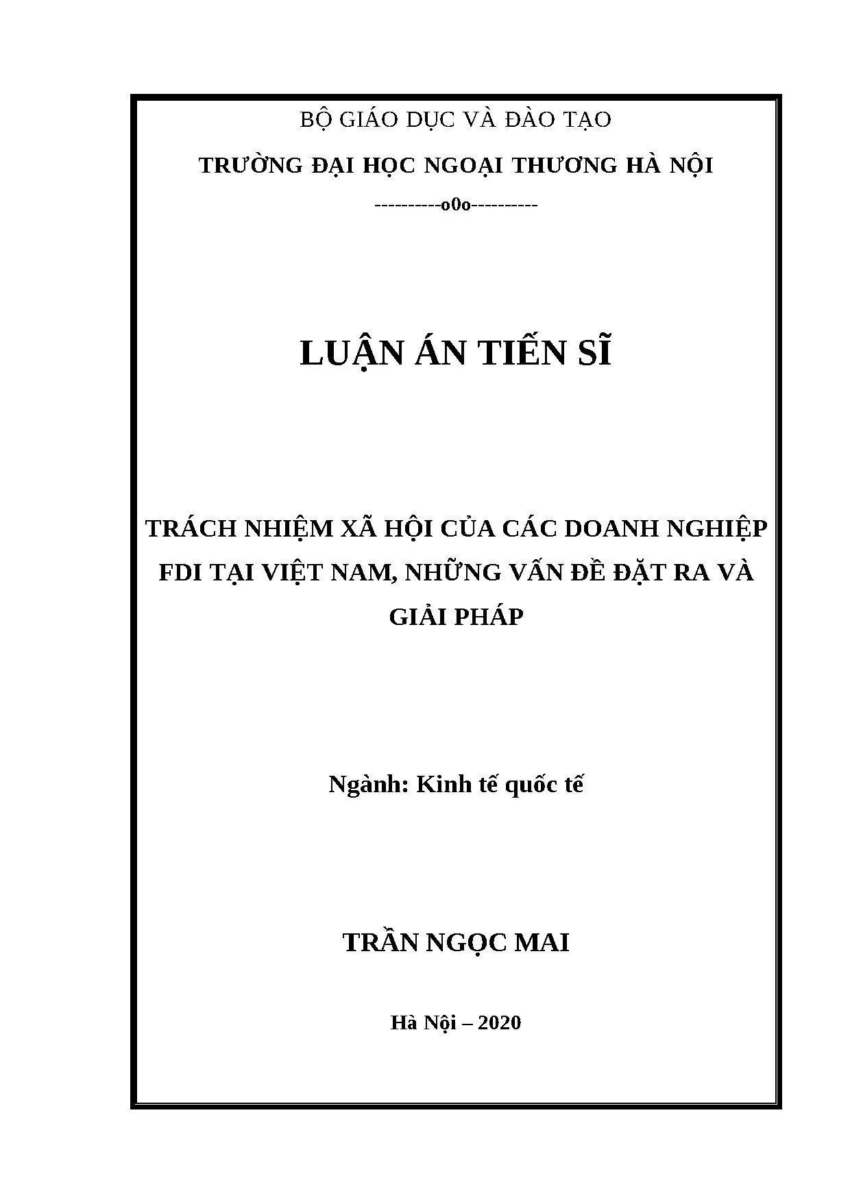 Luận án trách nhiệm xã hội doanh nghiệp FDI tại Việt Nam giải pháp
