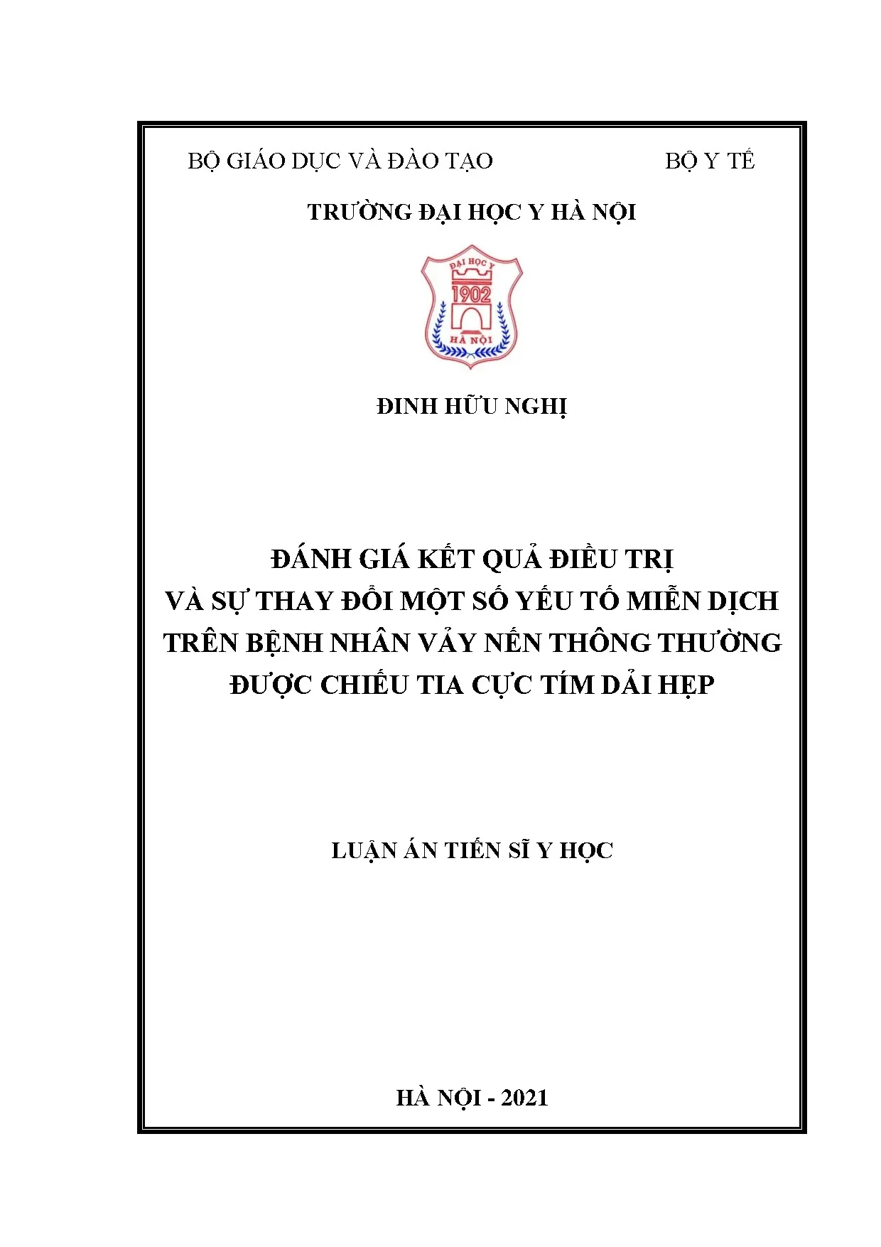 Luận án tiến sĩ đánh giá điều trị vảy nến bằng tia cực tím dải hẹp