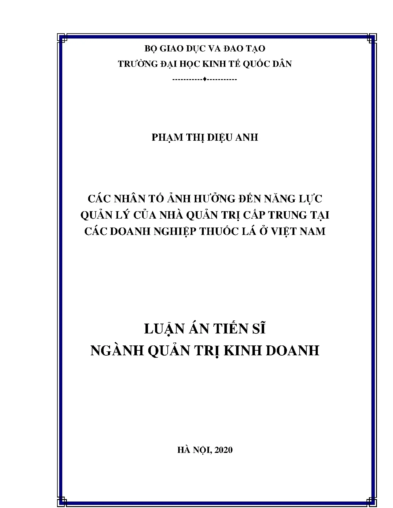 Nhân tố ảnh hưởng năng lực quản lý cấp trung doanh nghiệp thuốc lá