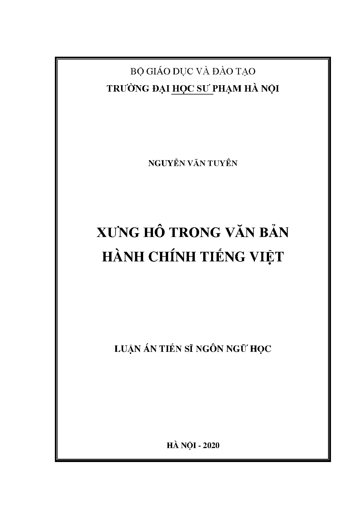 Nghiên cứu xưng hô trong văn bản hành chính tiếng Việt