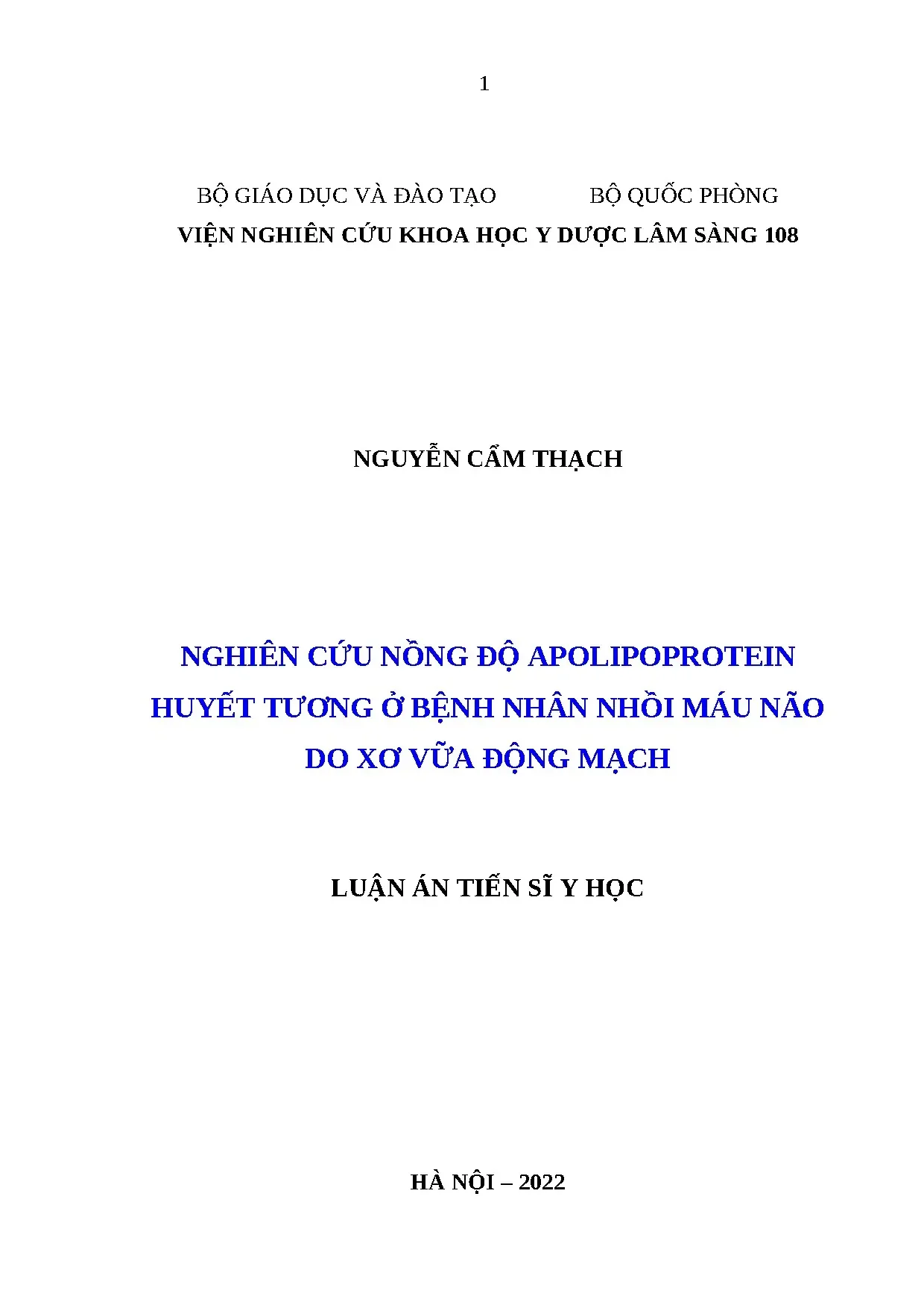Nồng độ apolipoprotein huyết tương ở bệnh nhân nhồi máu não