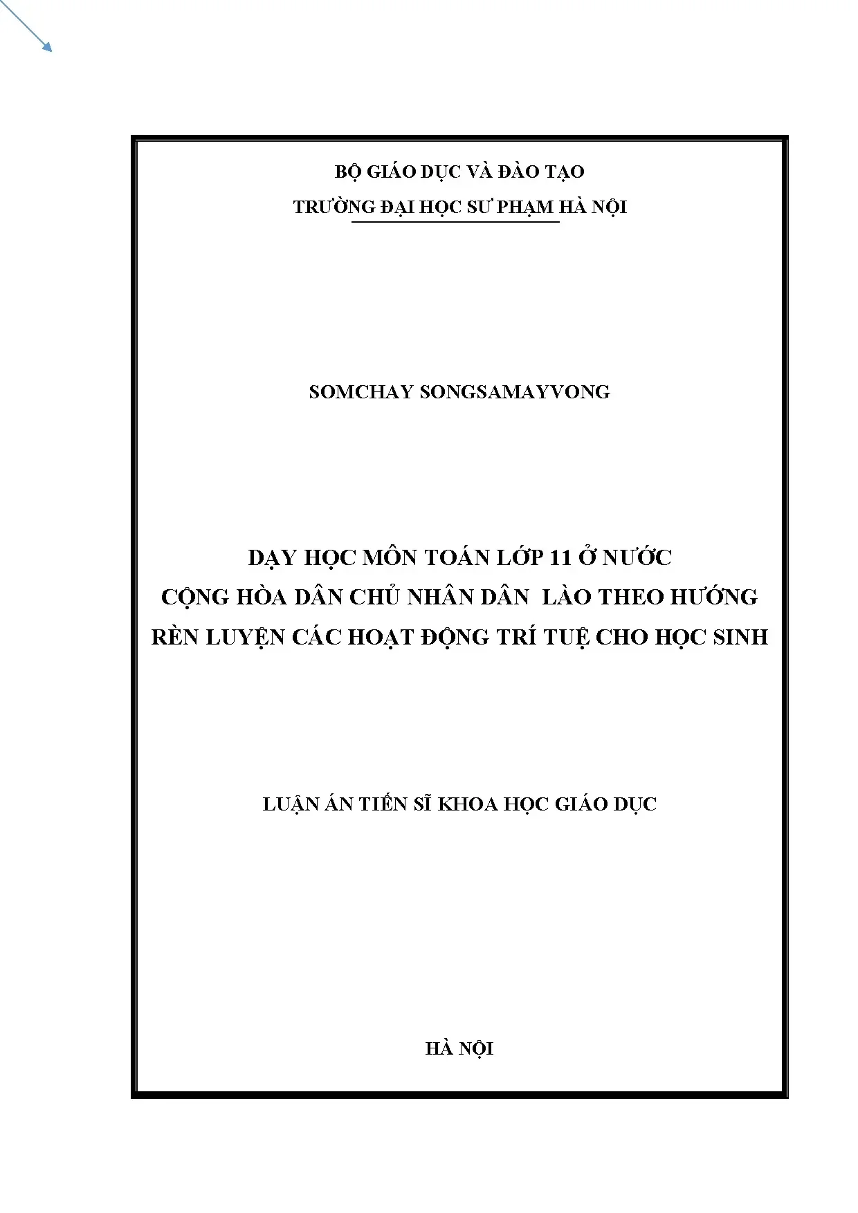 Dạy học Toán lớp 11 ở Lào theo hướng rèn luyện hoạt động trí tuệ