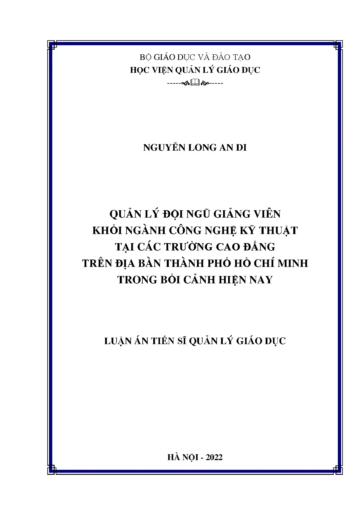 Quản lý đội ngũ giảng viên khối ngành Công nghệ kỹ thuật tại các trường cao đẳng TP.HCM