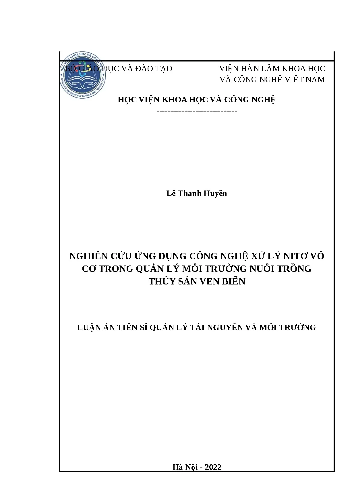 Ứng dụng công nghệ xử lý nitơ vô cơ trong nuôi trồng thủy sản ven biển