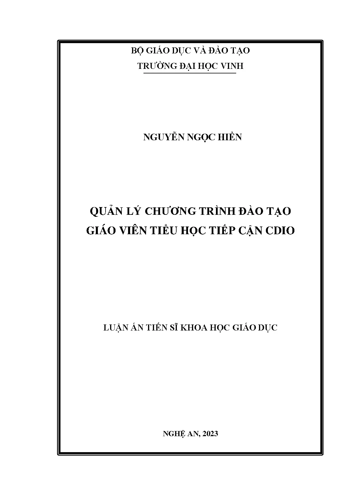 Quản lý chương trình đào tạo giáo viên tiểu học tiếp cận CDIO