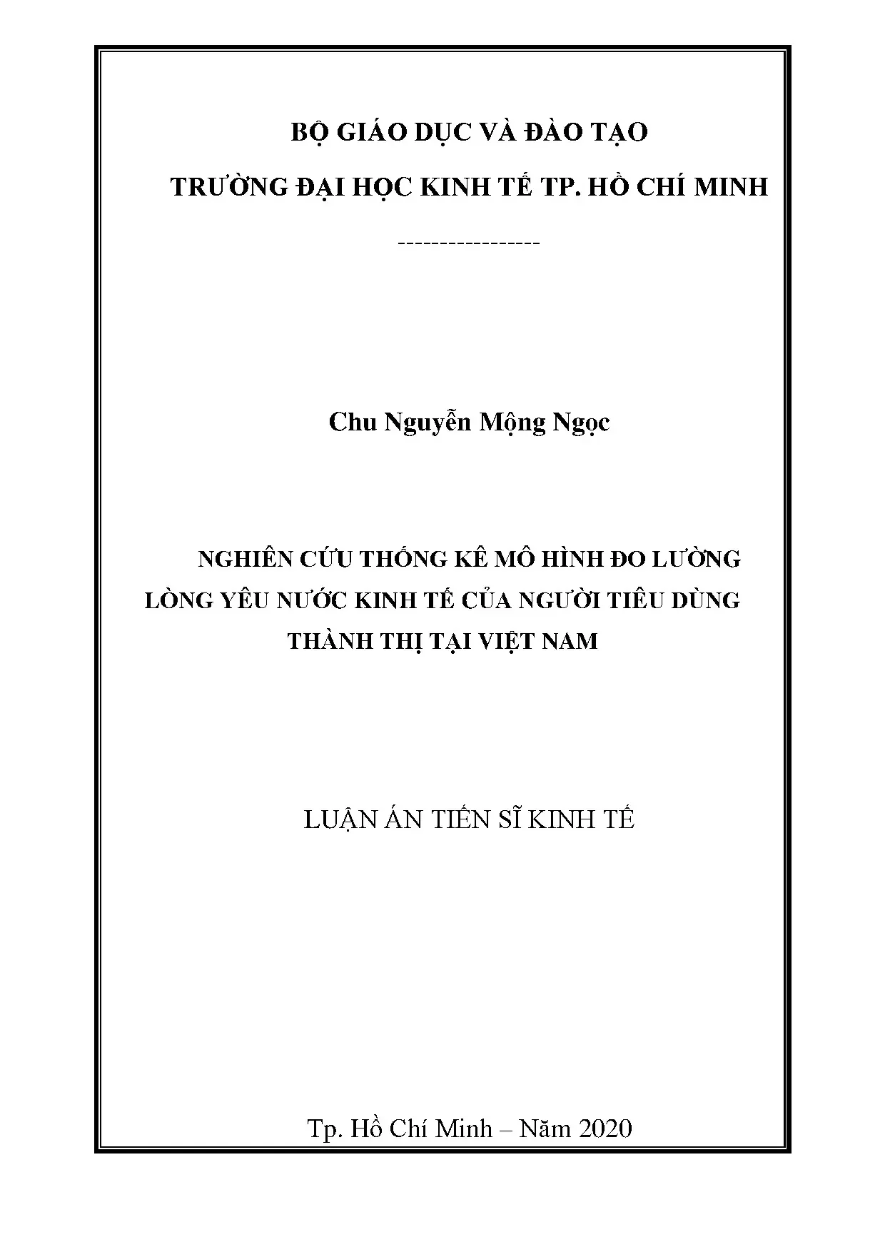 Mô hình Lòng yêu nước kinh tế Người tiêu dùng Việt Nam