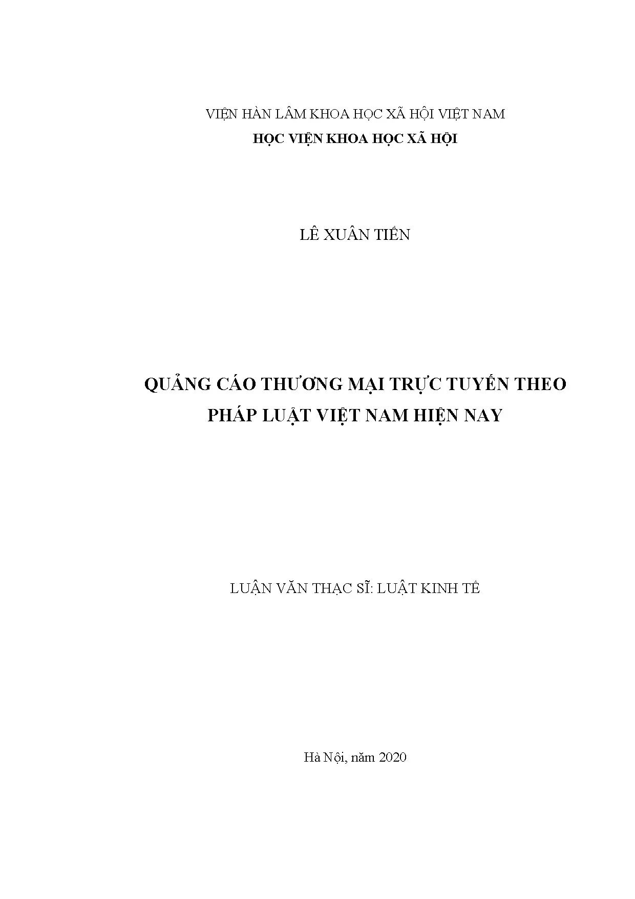 Luận án tiến sĩ: Quảng cáo thương mại trực tuyến theo pháp luật Việt Nam