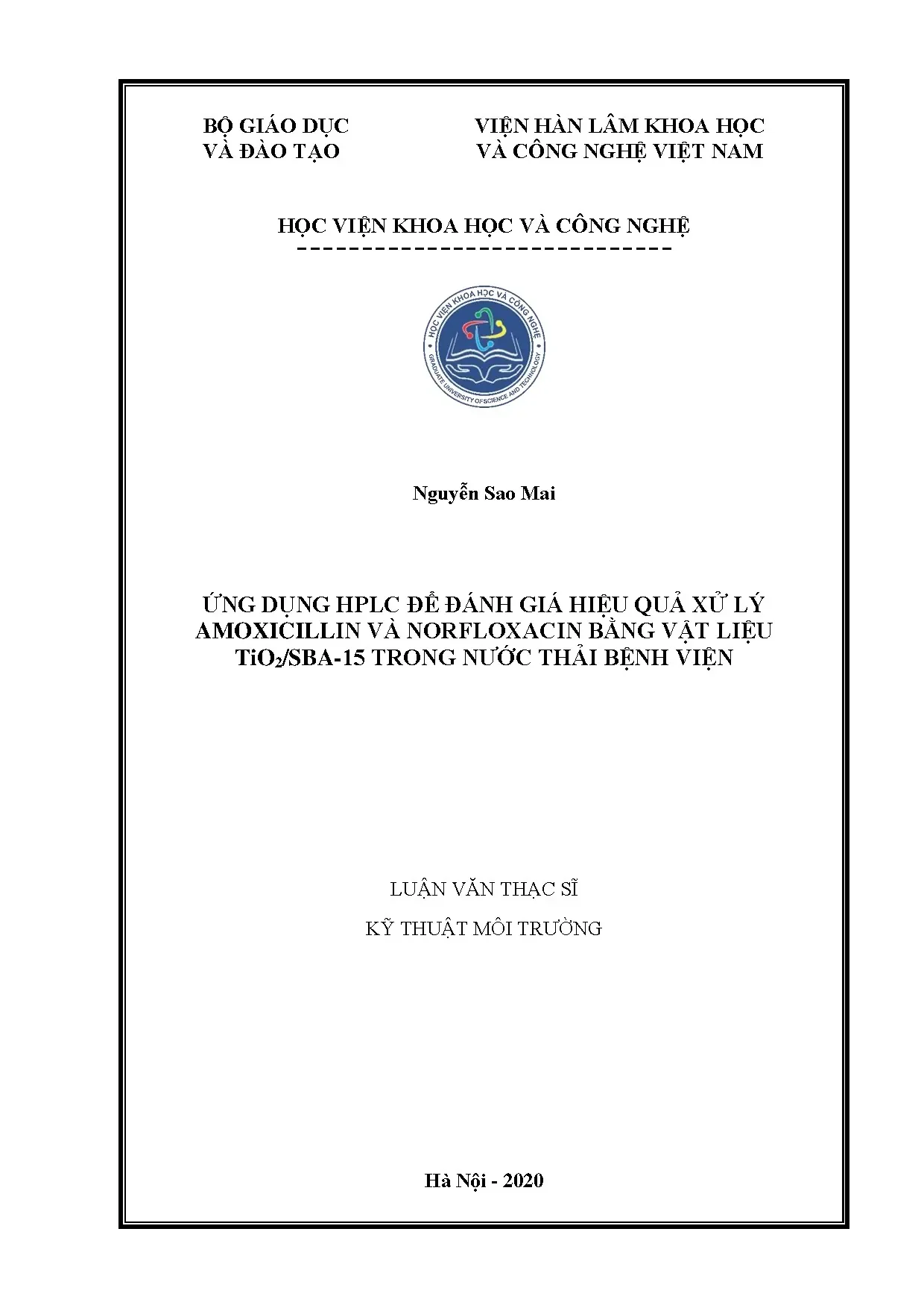 Xử lý amoxicillin và norfloxacin bằng TiO2/SBA-15 qua HPLC