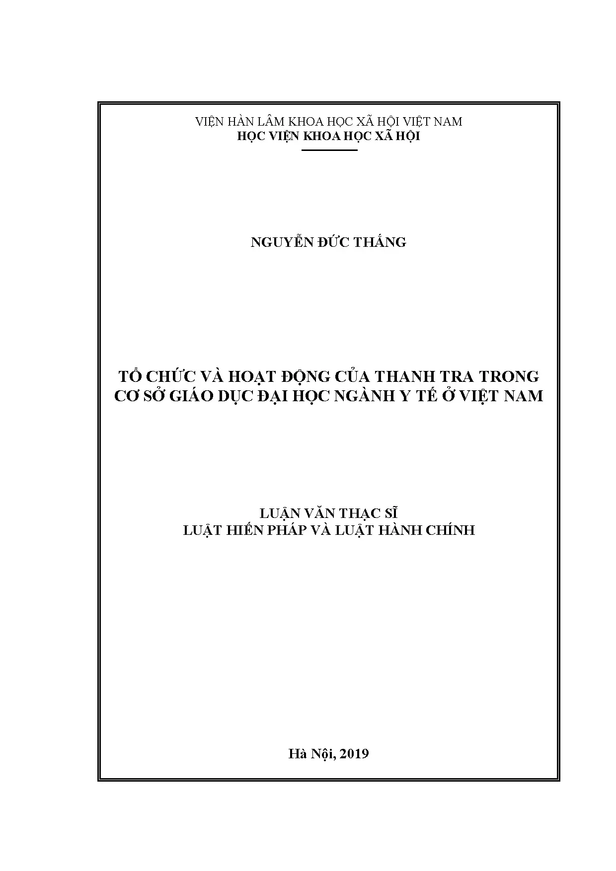 Thanh tra trong cơ sở giáo dục đại học ngành Y tế Việt Nam