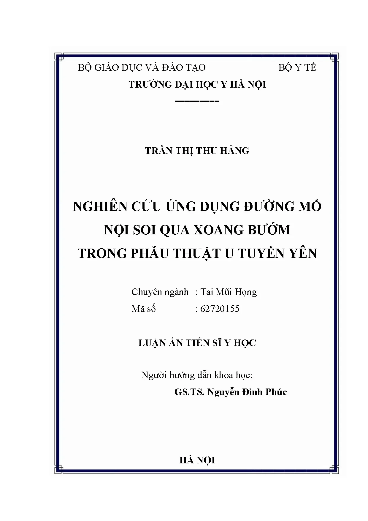 Đường mổ nội soi qua xoang bướm trong phẫu thuật u tuyến yên