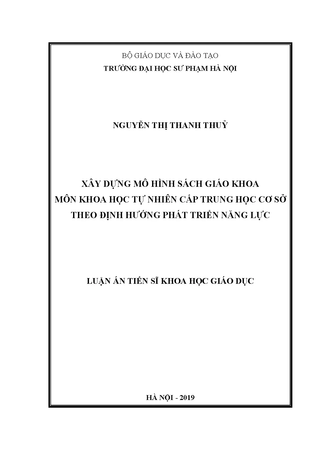 Mô hình sách giáo khoa khoa học tự nhiên phát triển năng lực