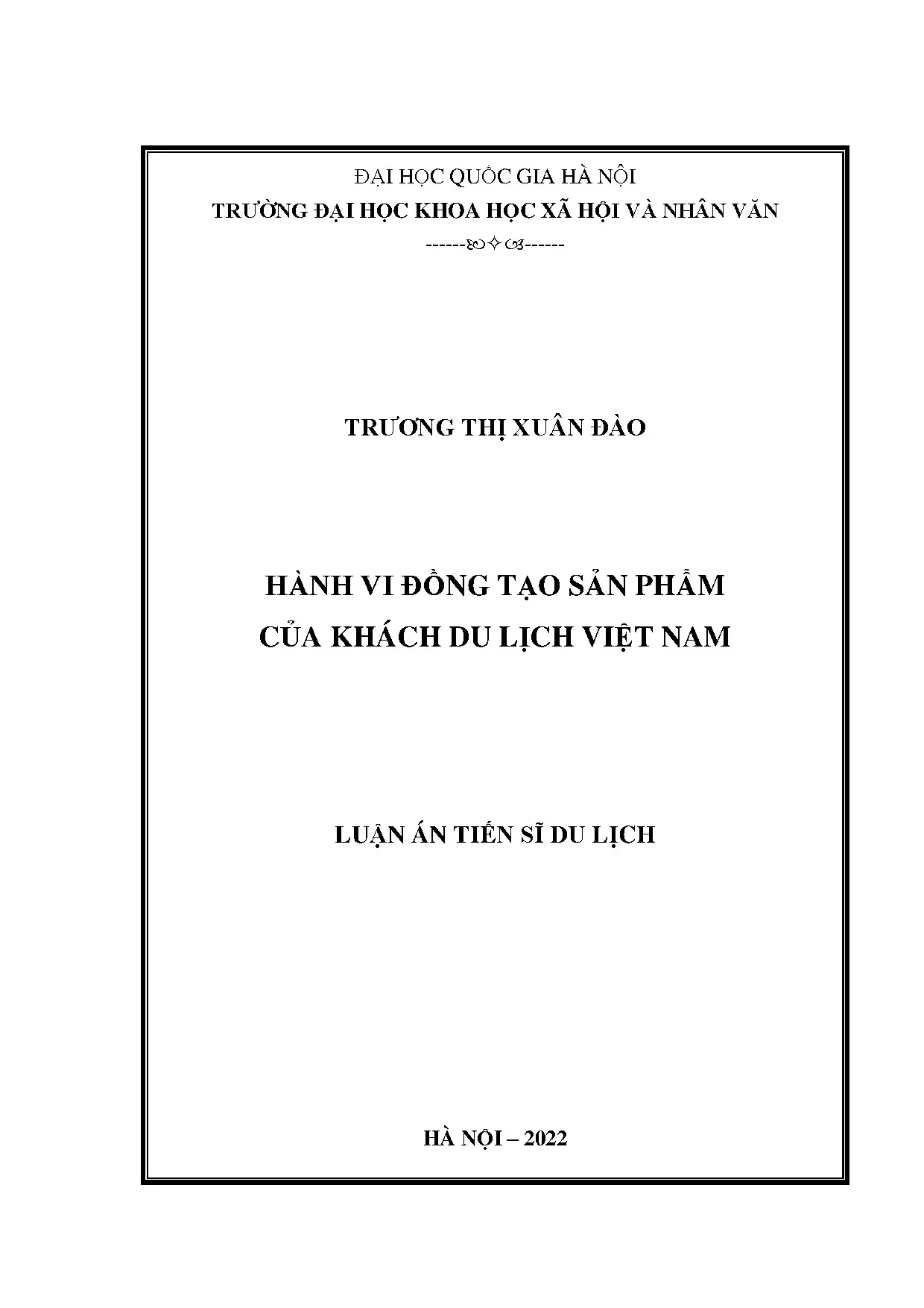 Hành vi đồng tạo sản phẩm của khách du lịch Việt Nam