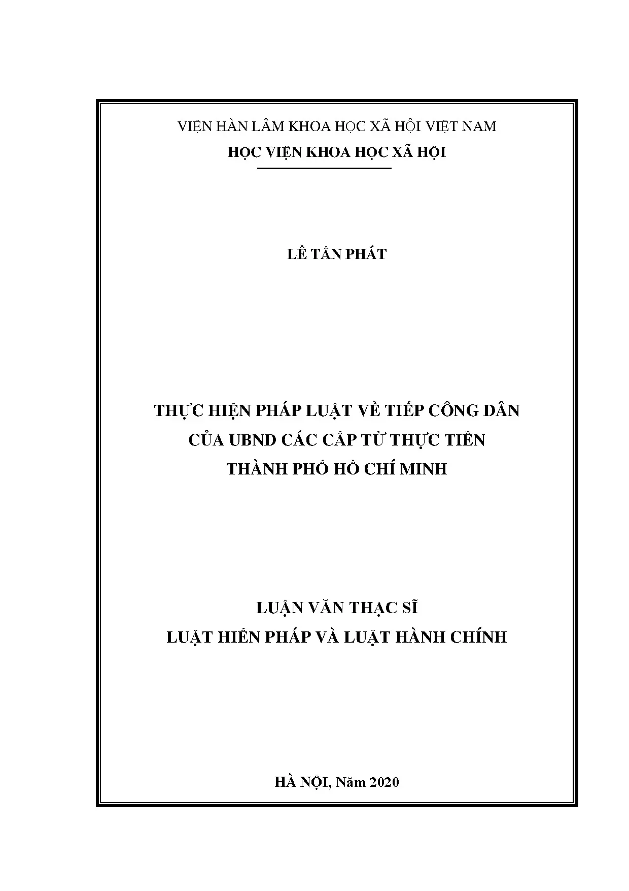 Luận án tiến sĩ thực hiện pháp luật tiếp công dân UBND TP.HCM