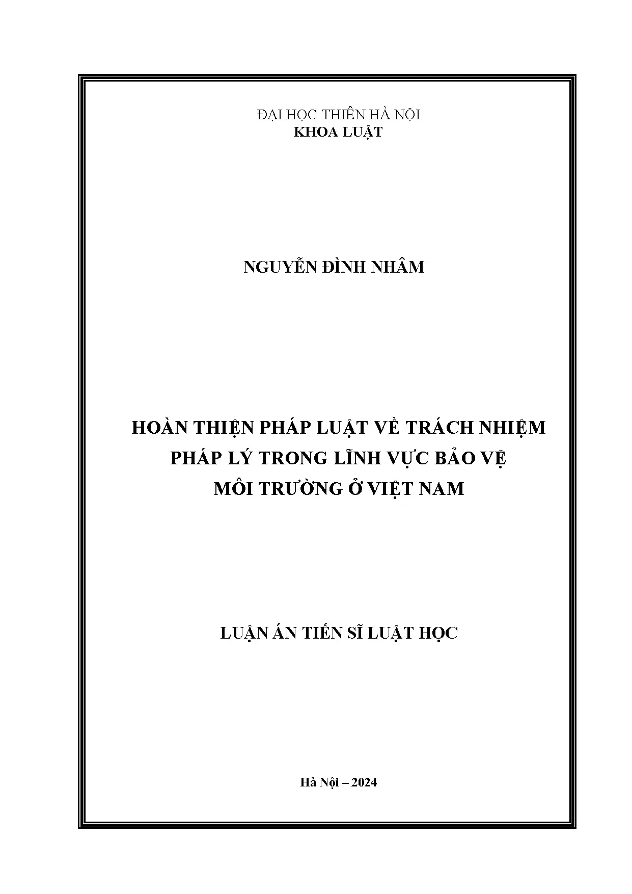 Hoàn thiện pháp luật trách nhiệm môi trường tại Việt Nam