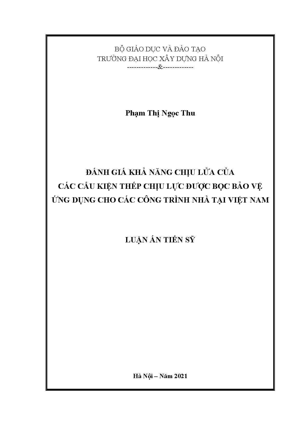 Đánh giá khả năng chịu lửa cấu kiện thép bọc bảo vệ ở Việt Nam
