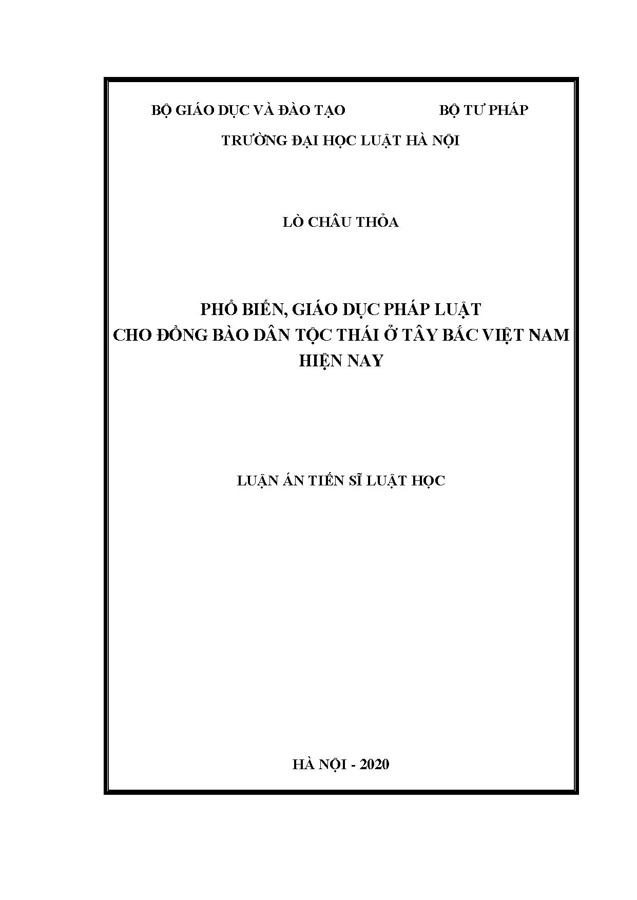 Phổ biến giáo dục pháp luật cho dân tộc Thái Tây Bắc Việt Nam