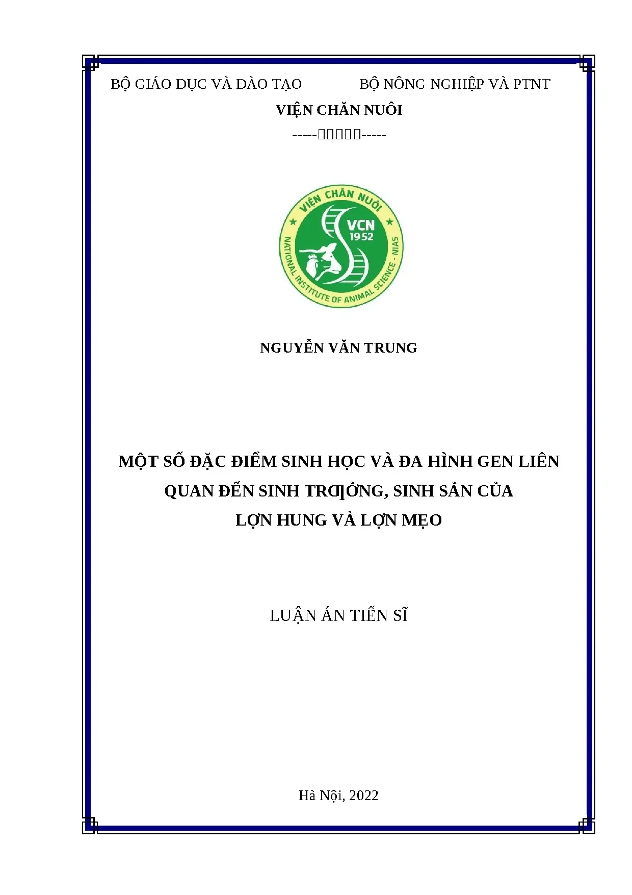Nghiên cứu đặc điểm sinh học và đa hình gen lợn hung, lợn mẹo