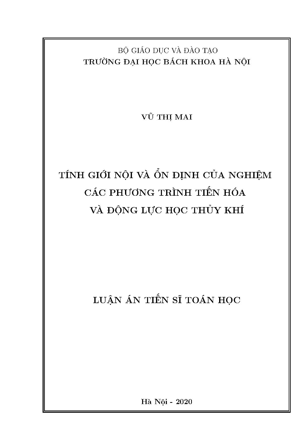 Tính giới nội ổn định nghiệm phương trình tiến hóa thủy khí