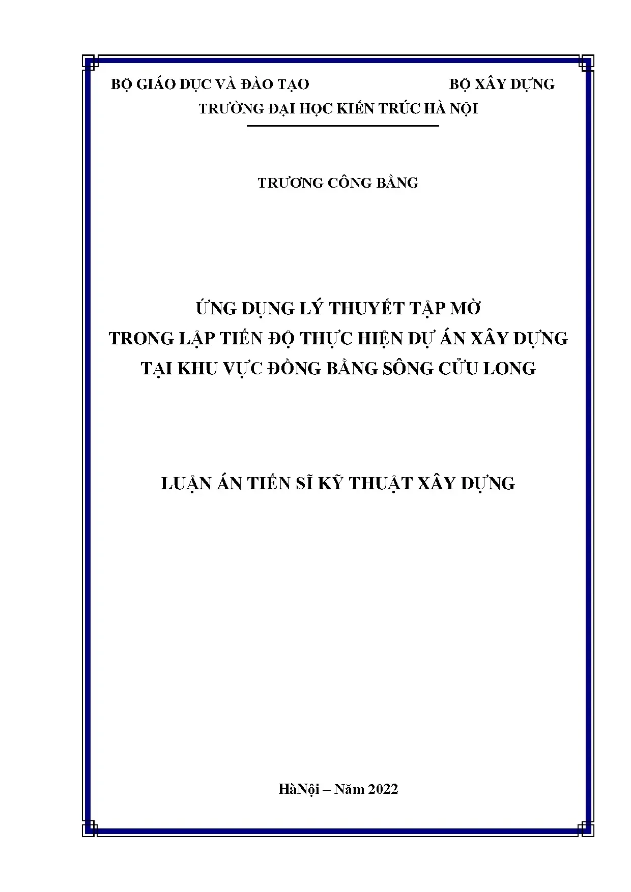Ứng dụng lý thuyết tập mờ trong quản lý tiến độ xây dựng