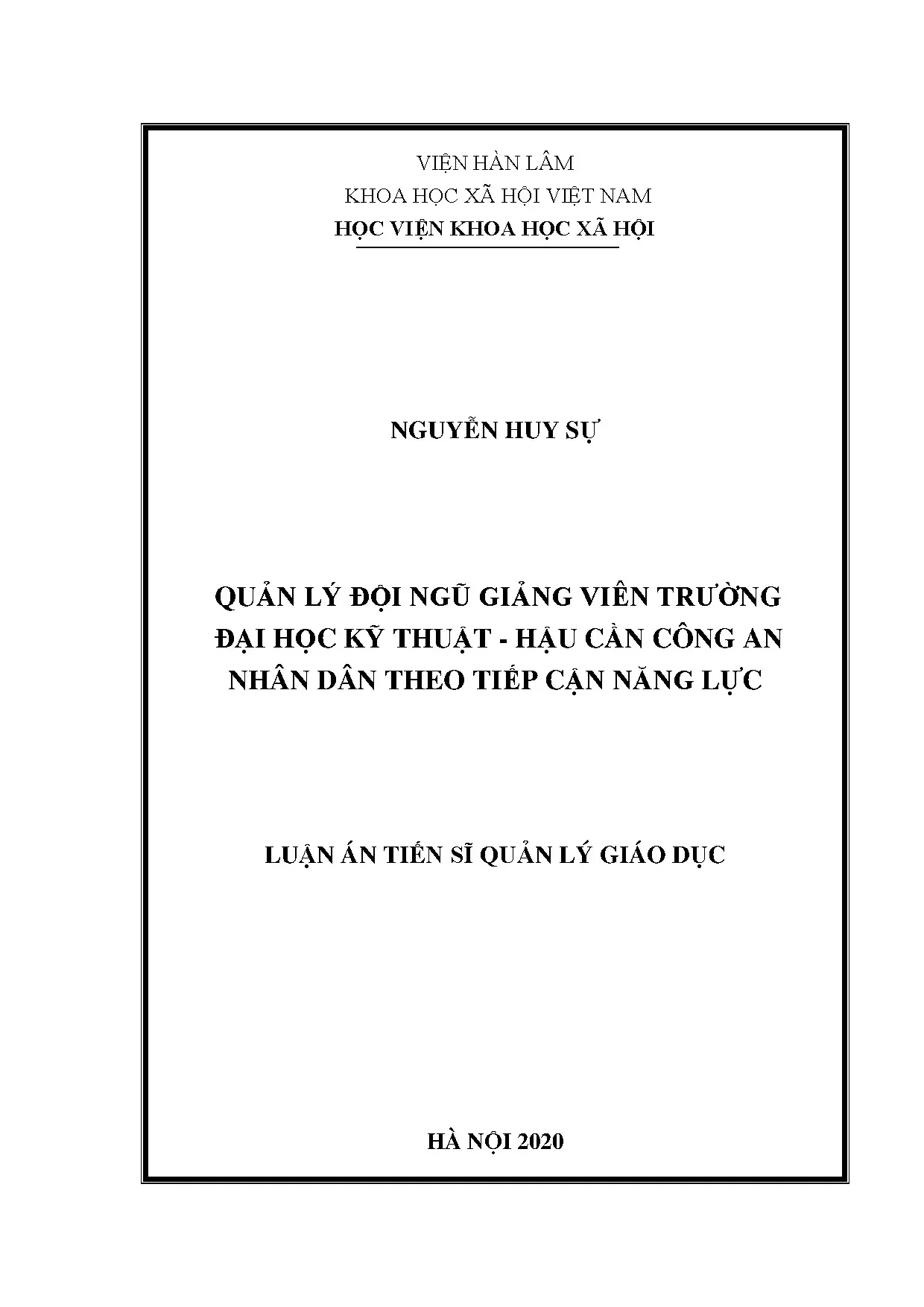 Quản lý giảng viên ĐH Công an theo tiếp cận năng lực