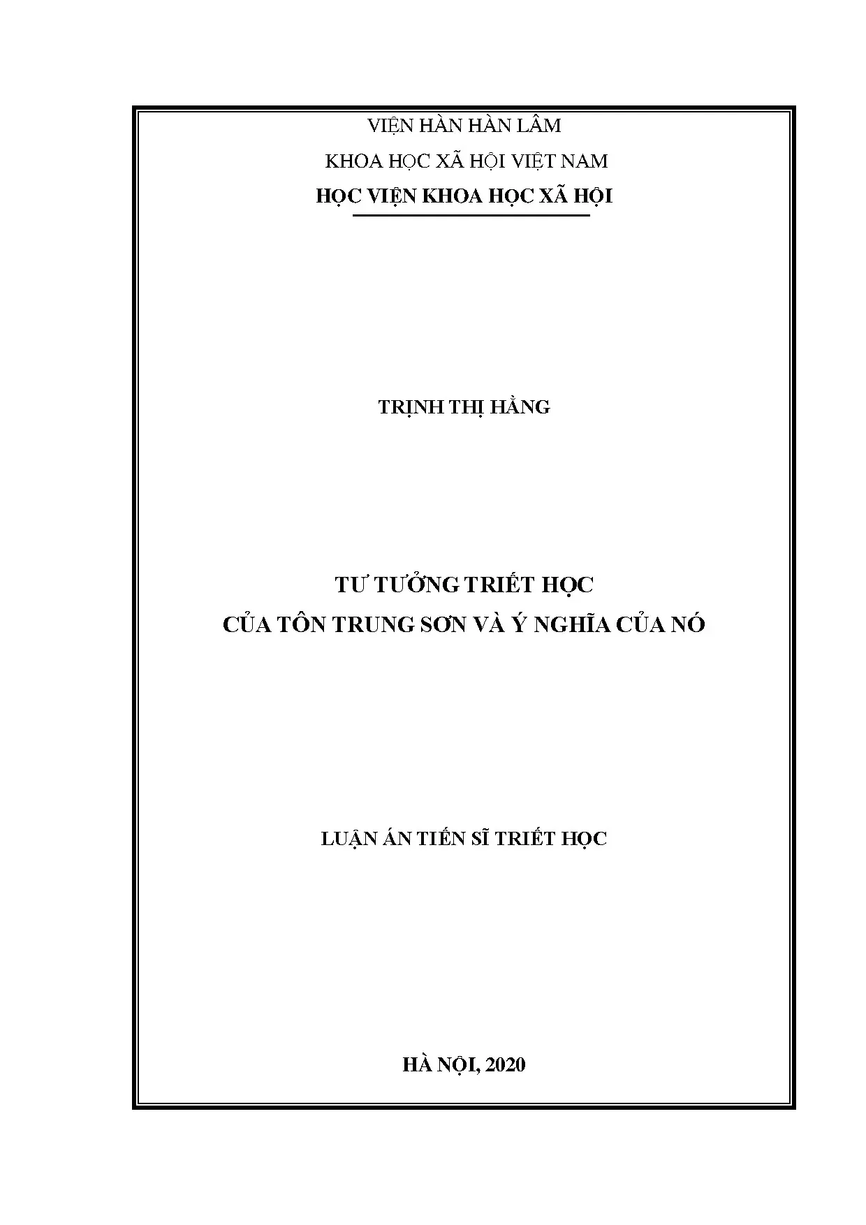 Tư tưởng triết học Tôn Trung Sơn và ý nghĩa lịch sử