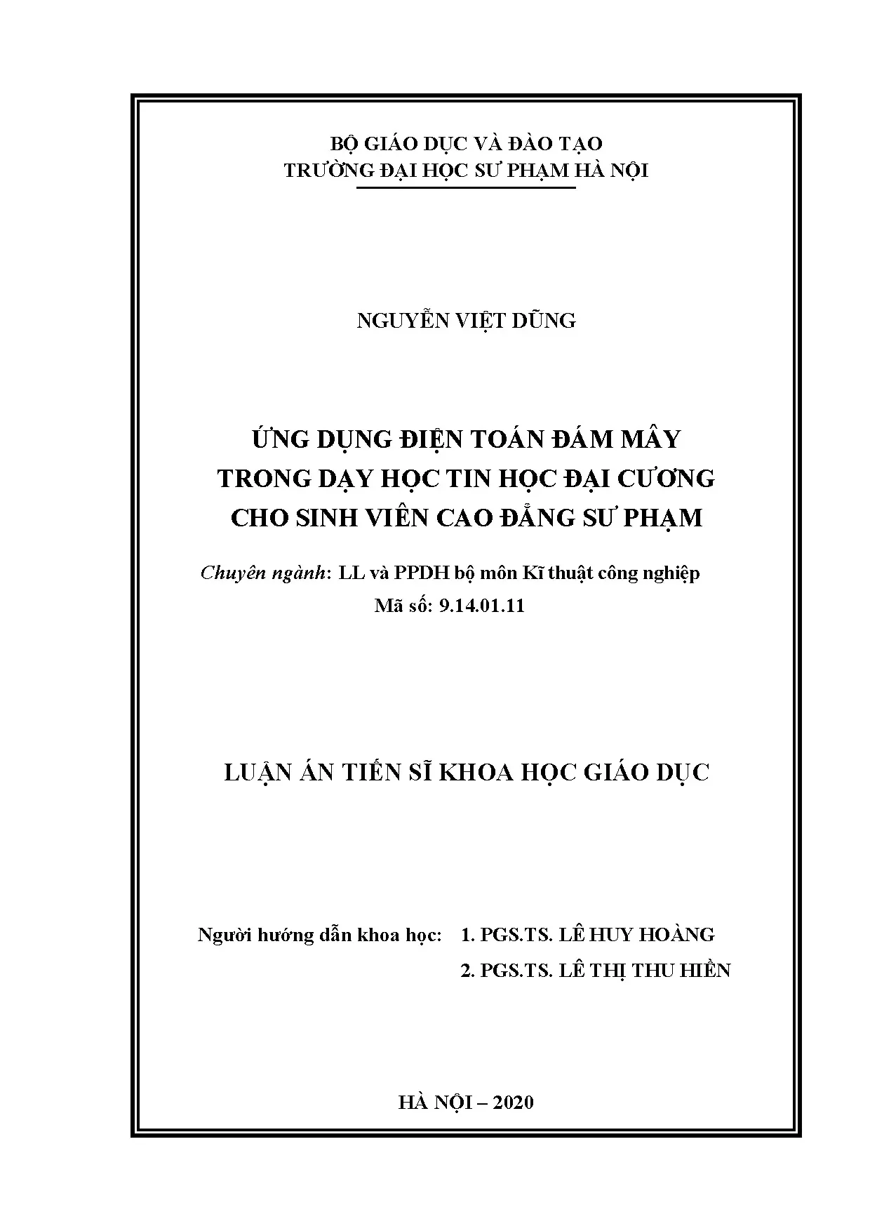 Ứng dụng đám mây trong dạy học tin học cao đẳng sư phạm
