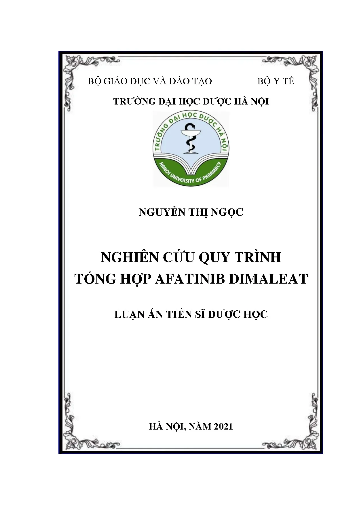 Nghiên cứu quy trình tổng hợp afatinib dimaleat - Luận án tiến sĩ Dược học