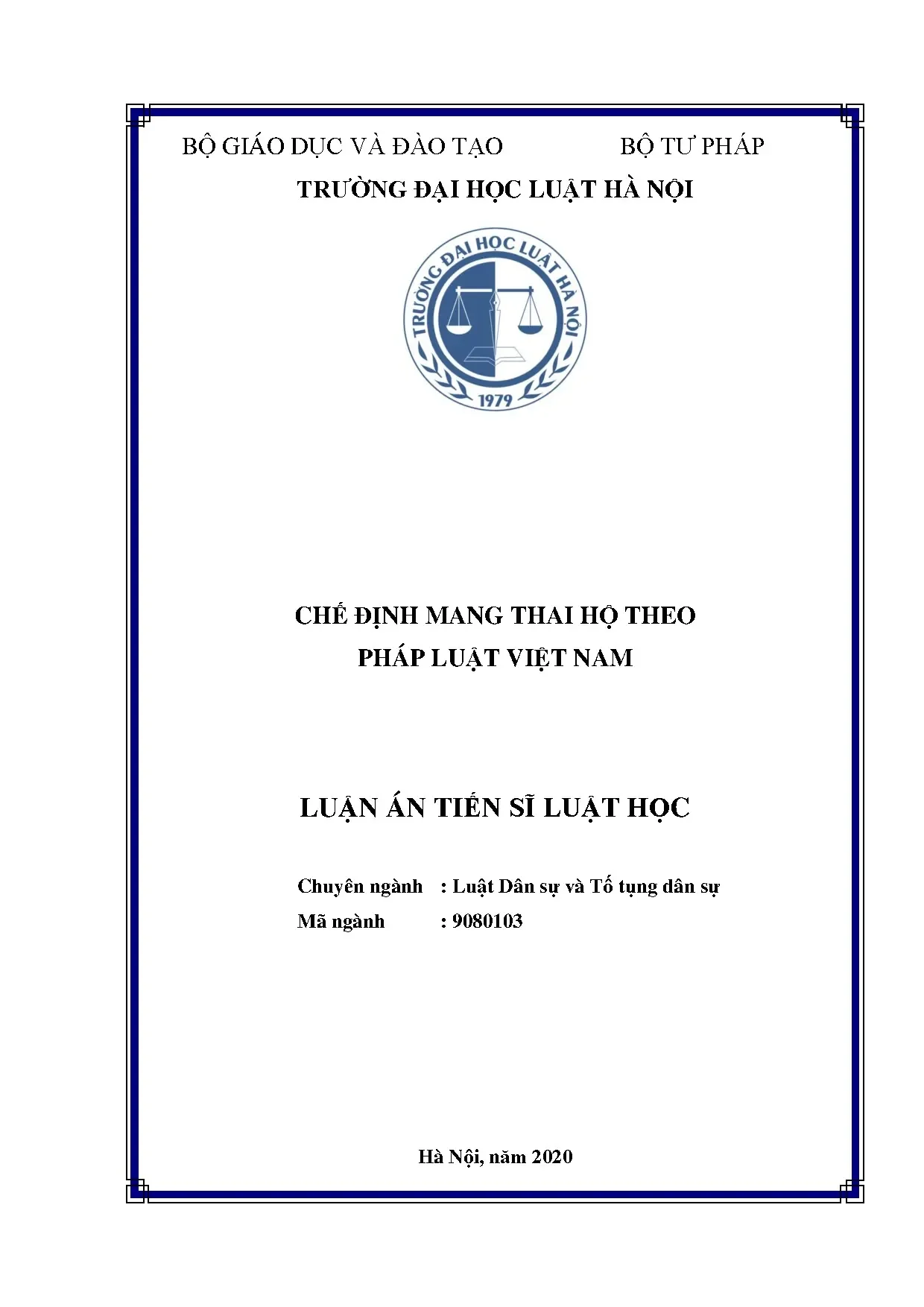 Luận án chế định mang thai hộ theo pháp luật Việt Nam