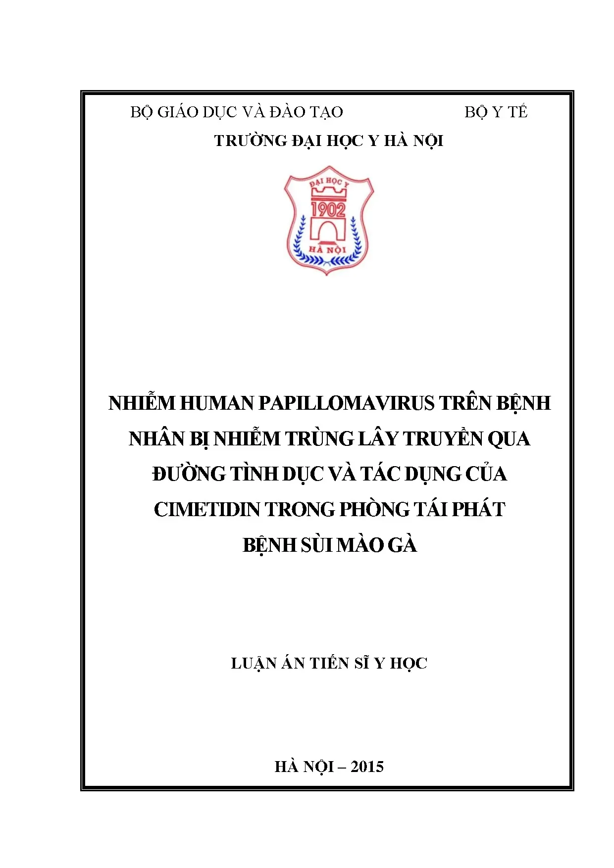 Luận án: Nhiễm HPV ở bệnh nhân STIs và vai trò cimetidin phòng tái phát sùi mào gà
