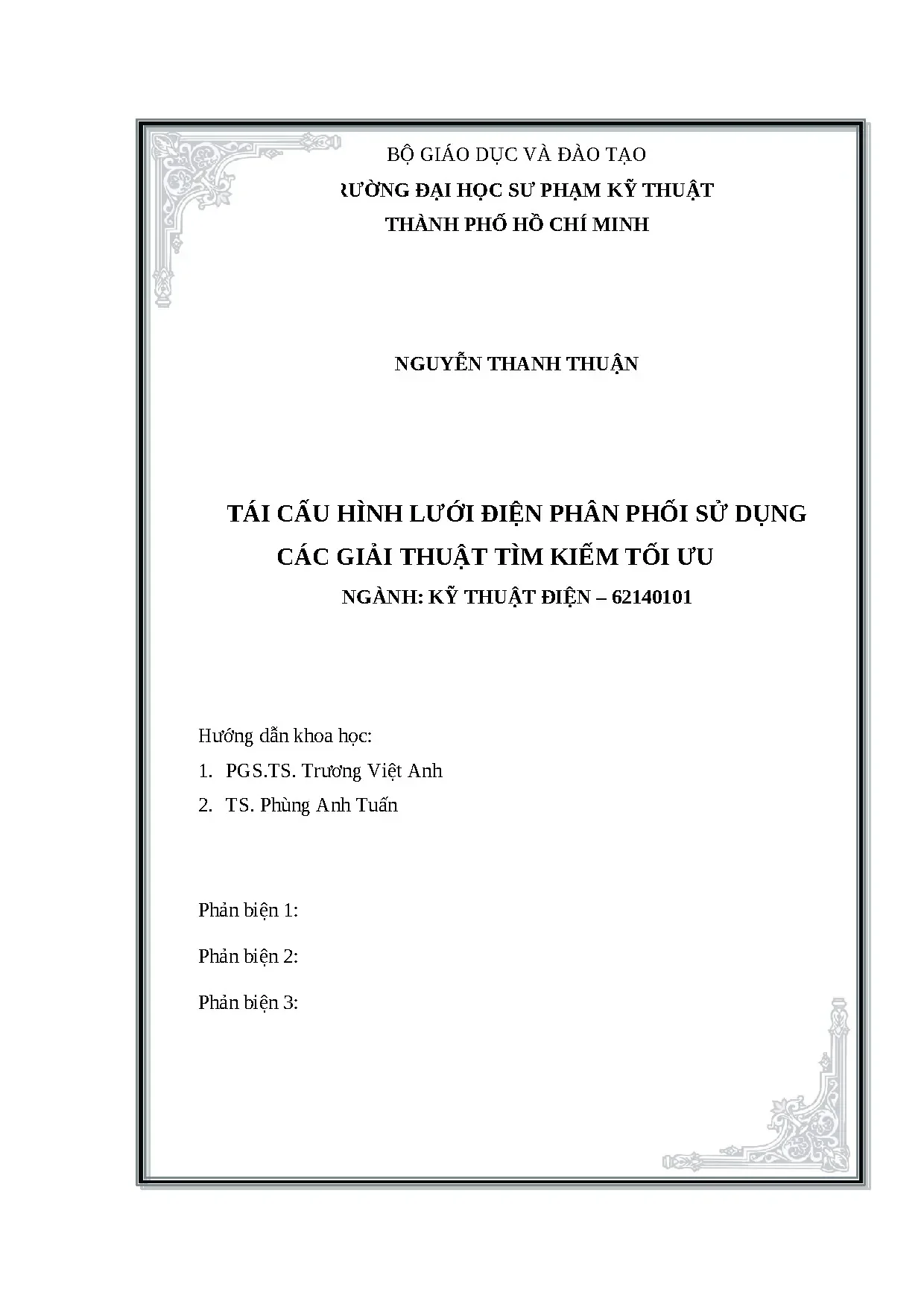 Luận án tái cấu hình lưới điện phân phối bằng giải thuật tối ưu