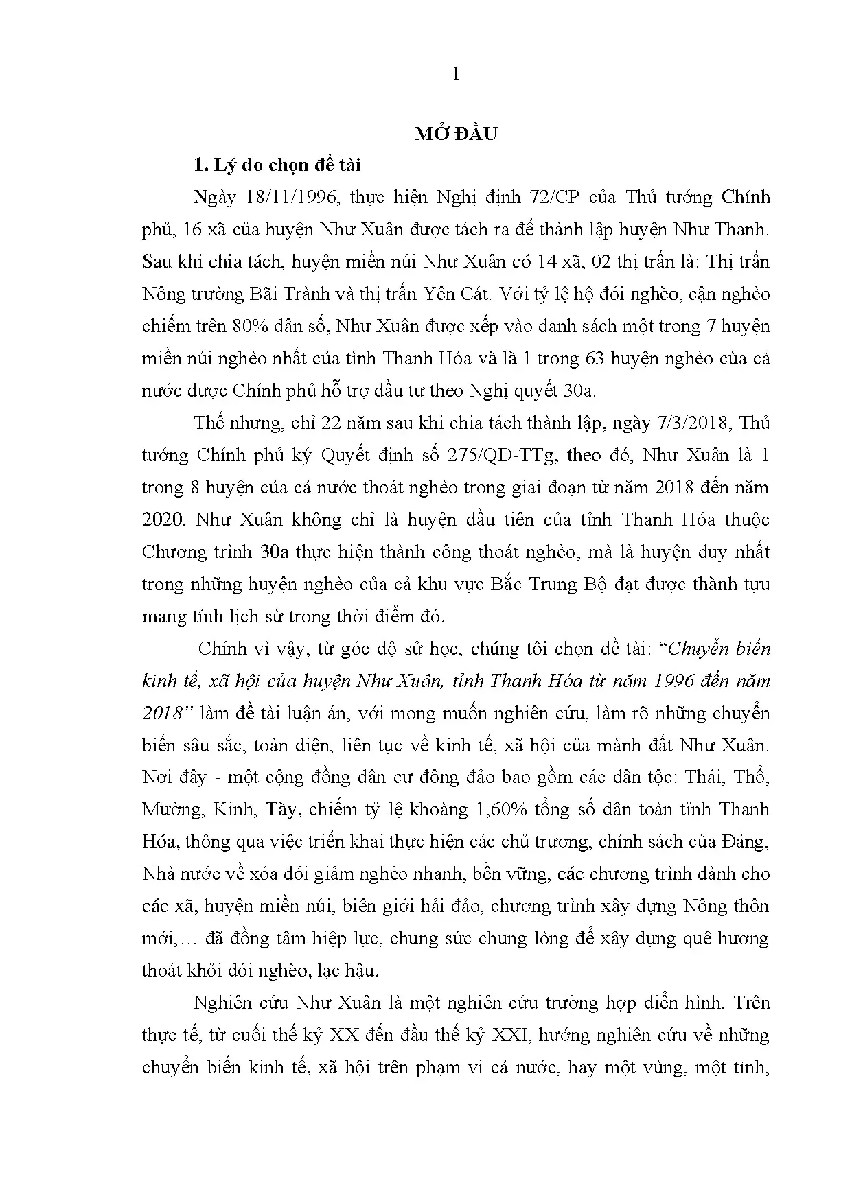 Luận án kinh tế xã hội huyện Như Xuân Thanh Hóa 1996-2018